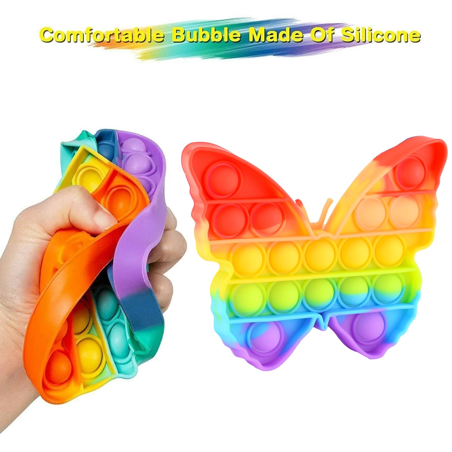 Pop Fidget Toy Push Pop Bubble Fidget Sensory Toy for Kids and Adults Fidget Popper Stress Reliever Sensory Fidget Poppers (Butterfly & Car Shape / 1 Pc)