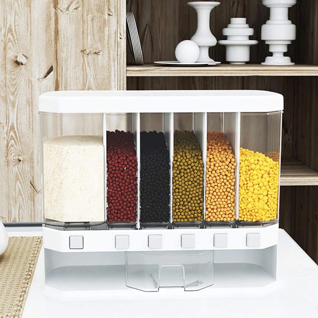 2382 Wall-Mounted Cereals Dispenser Press Grain Storage Tank - SkyShopy