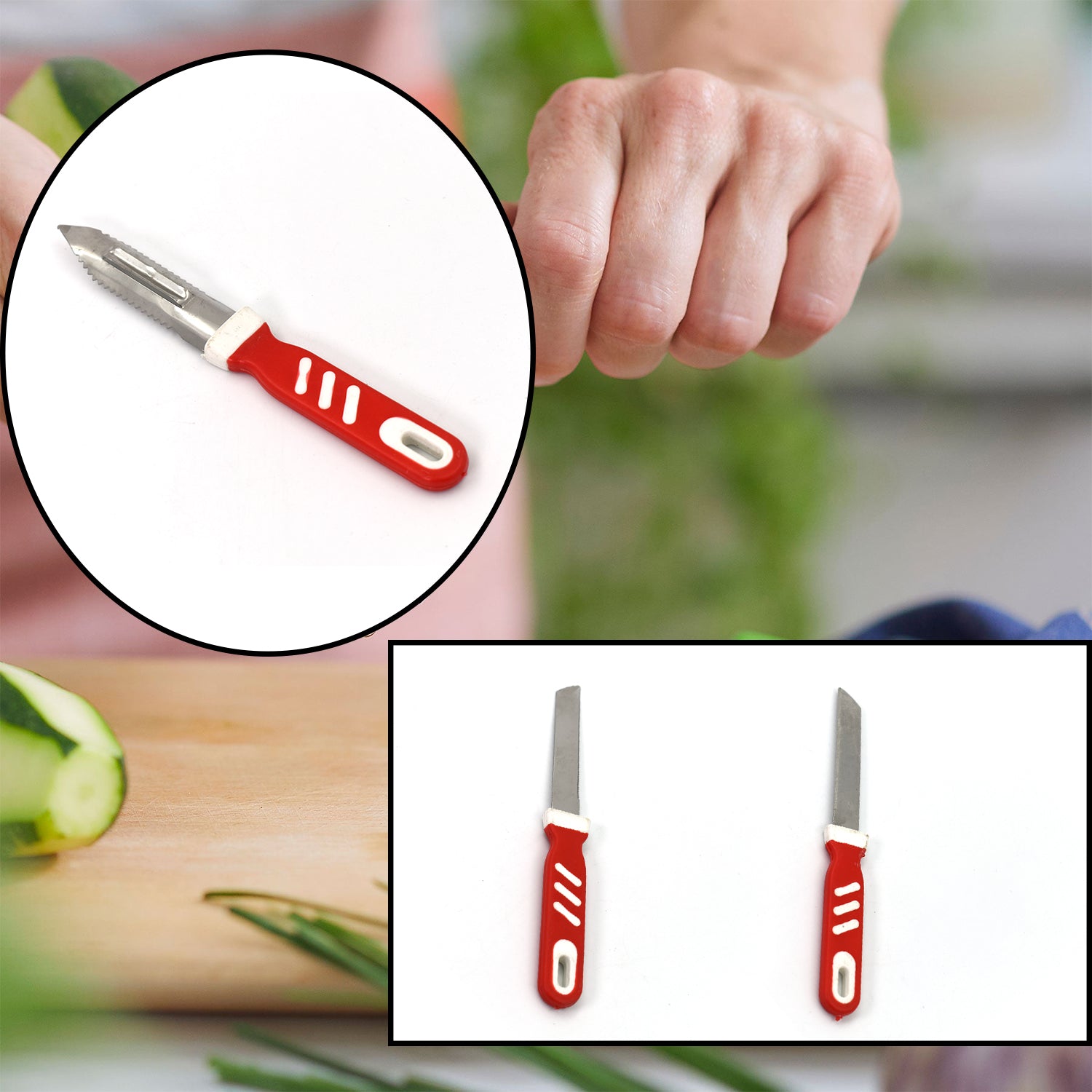 2706 3 Pc Knife Peeler Combo used in all kinds of household and official kitchen places for cutting and peeling types of purposes.