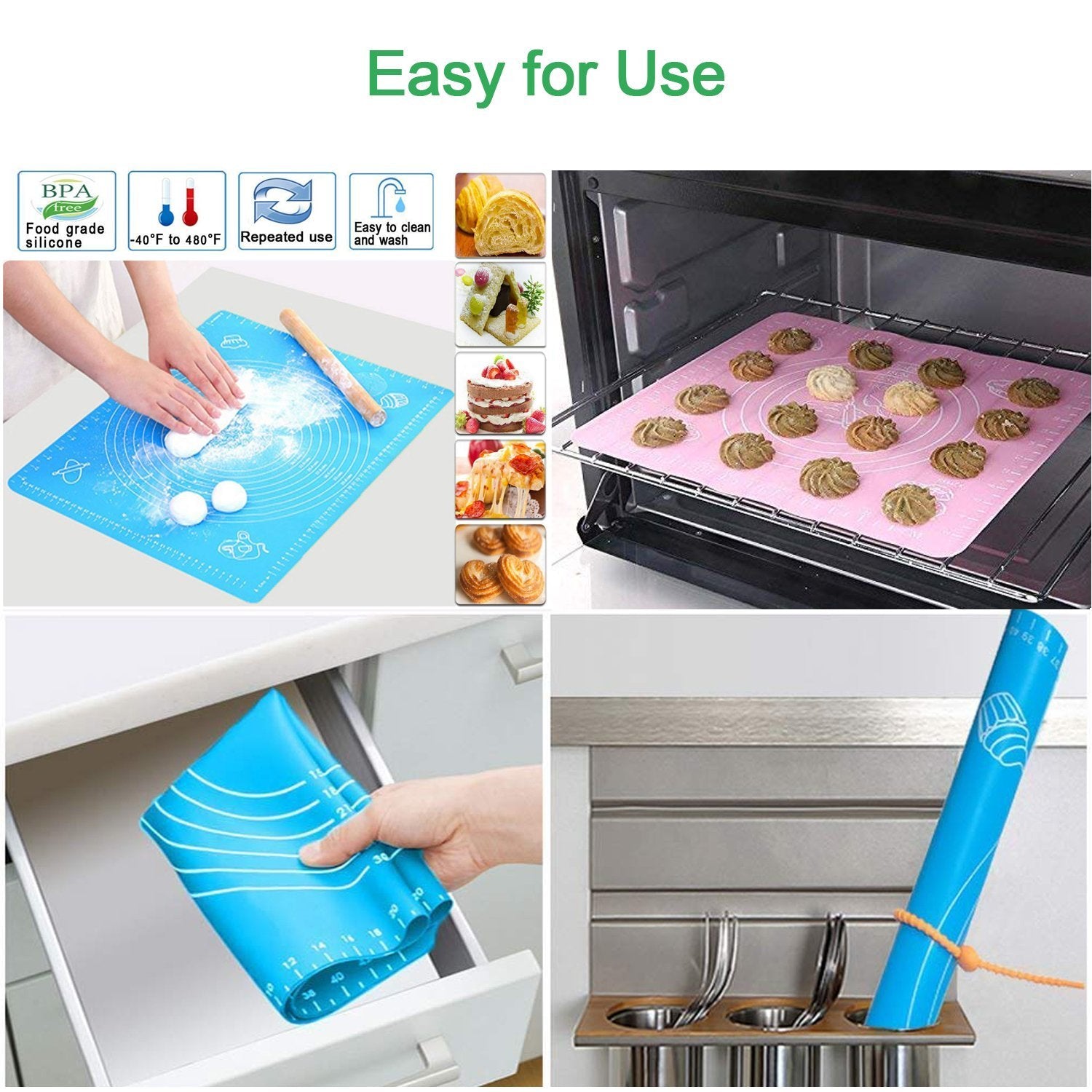 2585A Silicone Pastry Mat with Measurements, Pastry Rolling Mat ( 29X26CM )