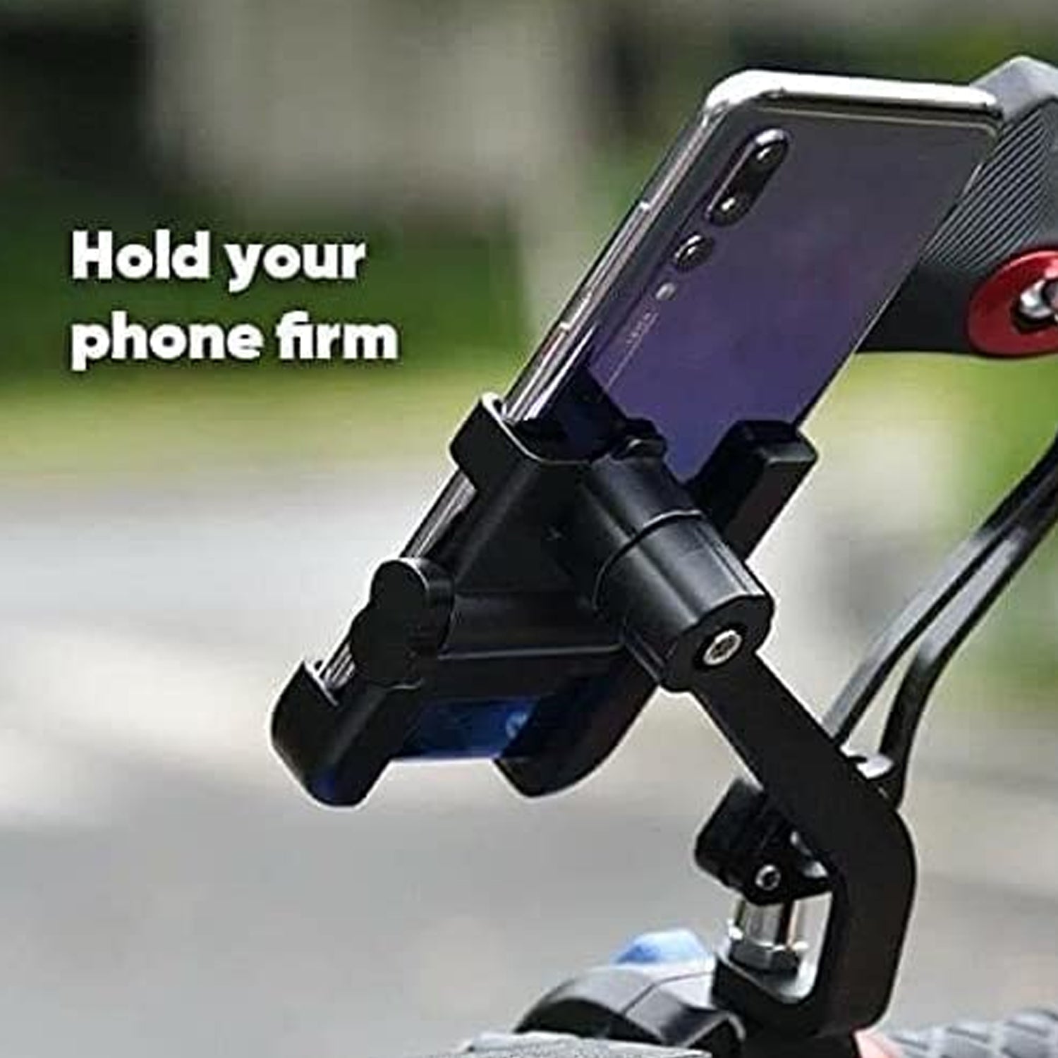 6706 Mobile Phone Holder With Easy Adjustable Rear View Mirror Mount Solid Metal Cradle Stand Suitable for Bike & Mobile Phones DeoDap