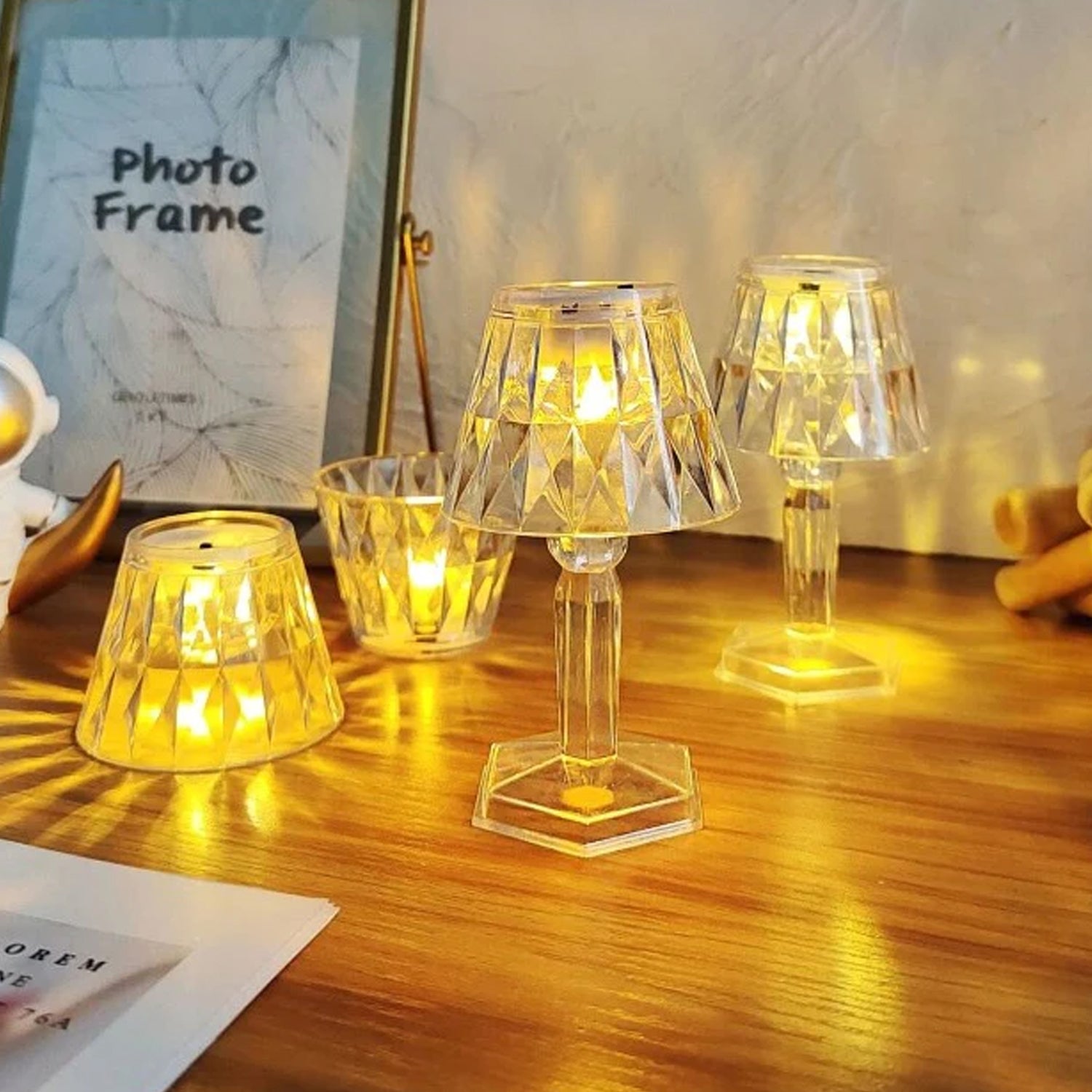 6610 2in1 Transparent Mini Crystal Table Lamp with Reflection Light (Moq :- 12Pcs) DeoDap