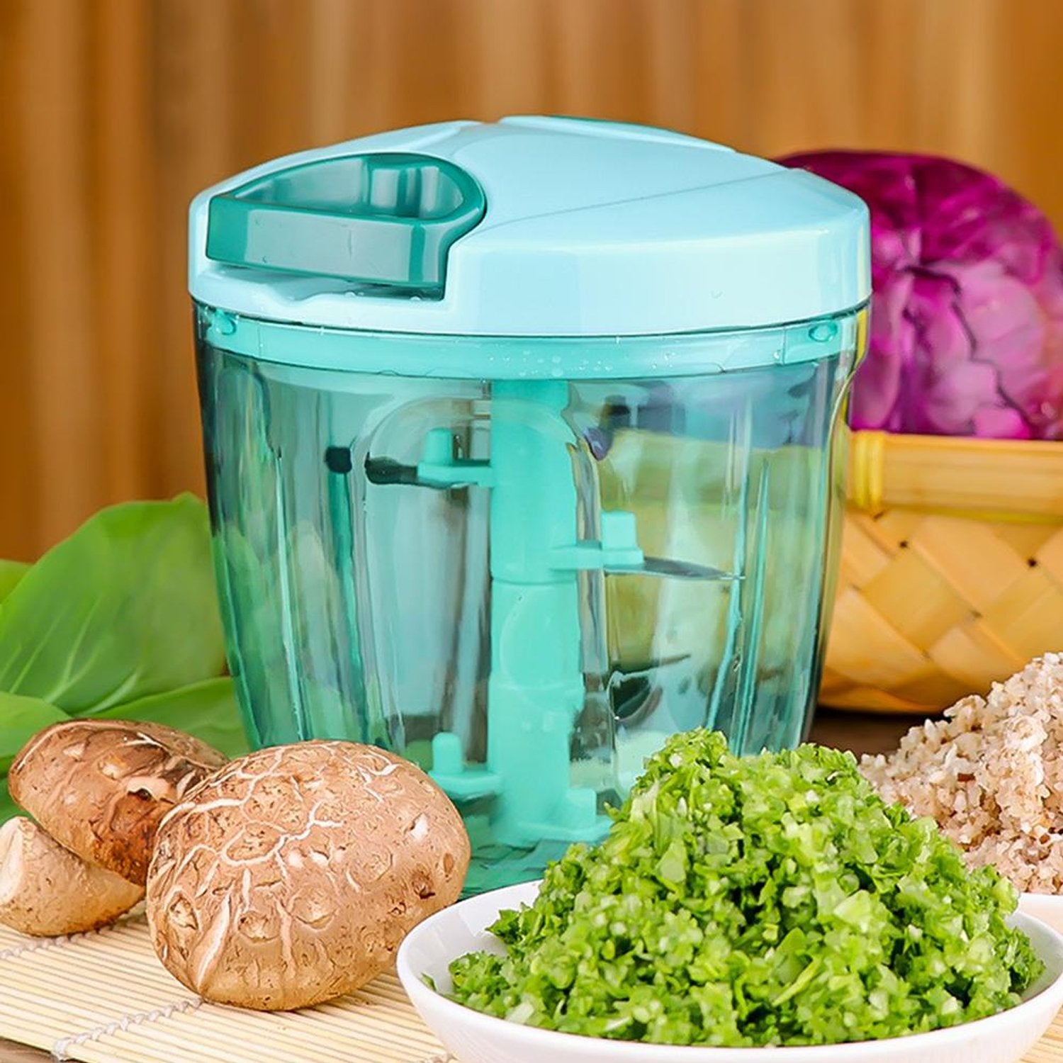 0065A Manual Stainless Steel Compact Extra Sharp Vegetable Chopper with 5 Blades (750 ml)