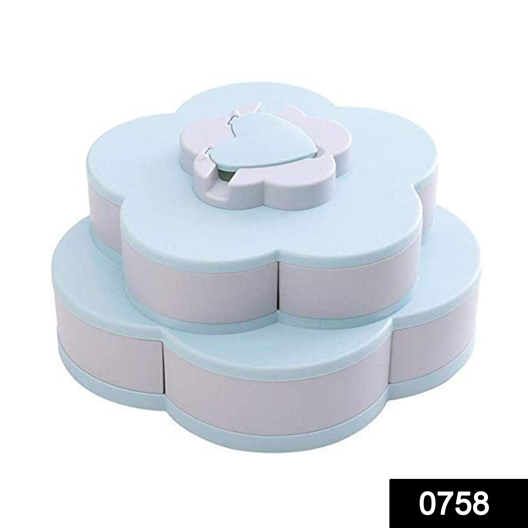 0758 Maitri Double Layer Rotary Storage Box Flower Design Wedding Snack 10 Grid Candy Box - SkyShopy