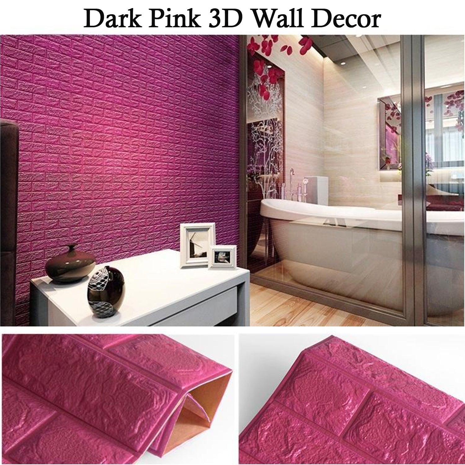 7462 Dark Pink 3D W Decor used for wall decoration and maintaining purposes in all kinds of places like household and official etc. freeshipping DeoDap