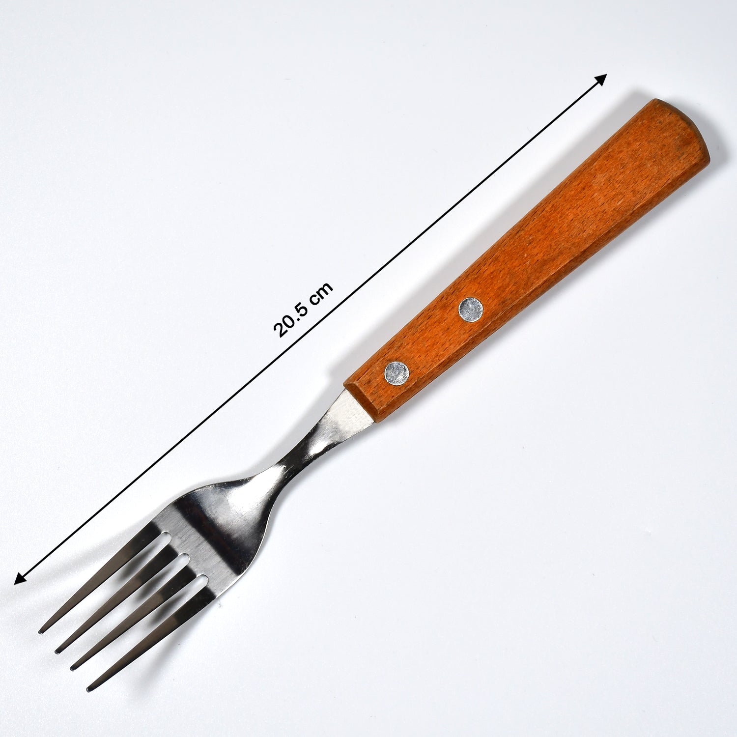 2989 1pc Stainless steel fork with wooden handle. DeoDap