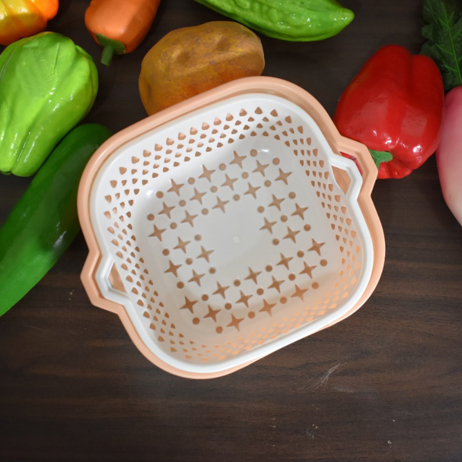 2785 2 In 1 Basket Strainer To Rinse Various Types Of Items Like Fruits, Vegetables Etc. DeoDap