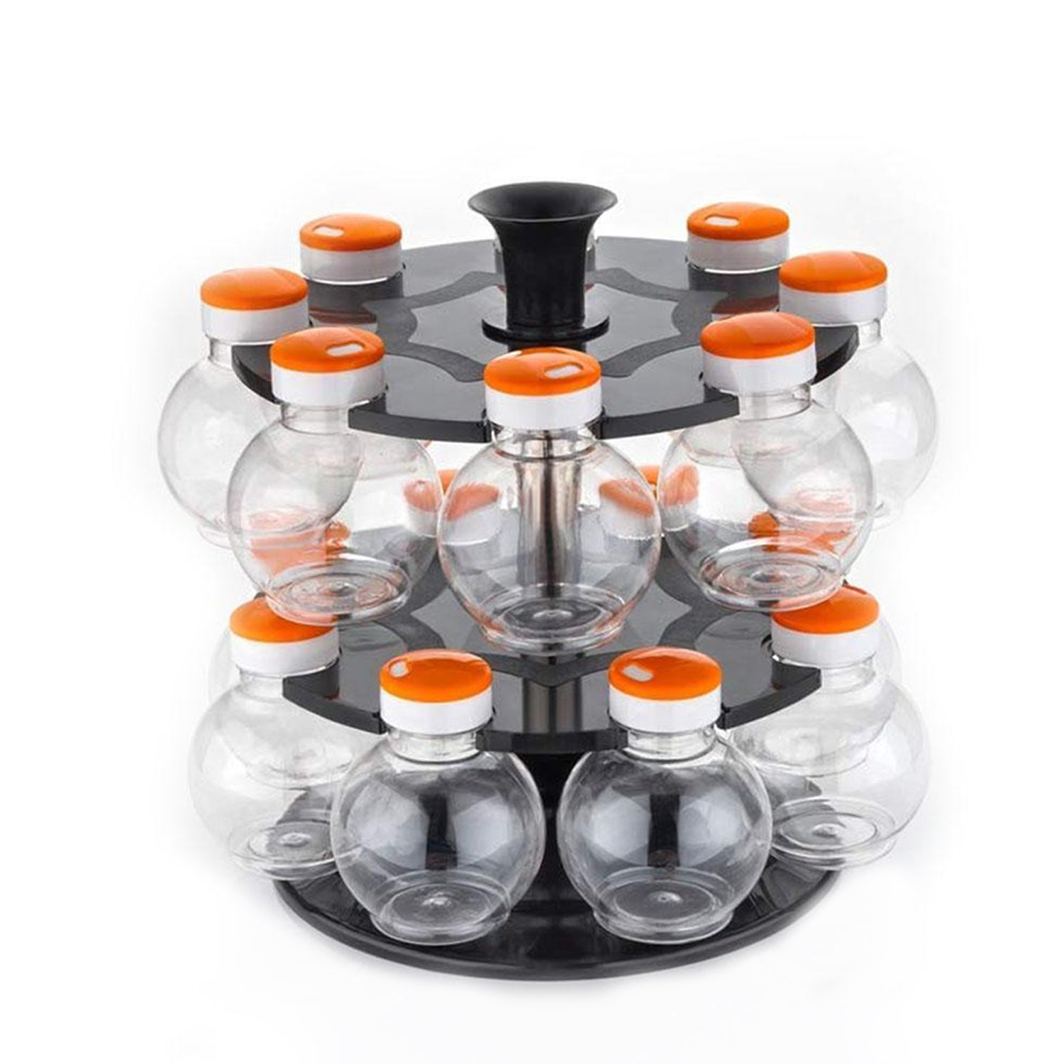 2015 Designer Multipurpose Jumbo Revolving Plastic Spice Rack 16 Piece Condiment Set