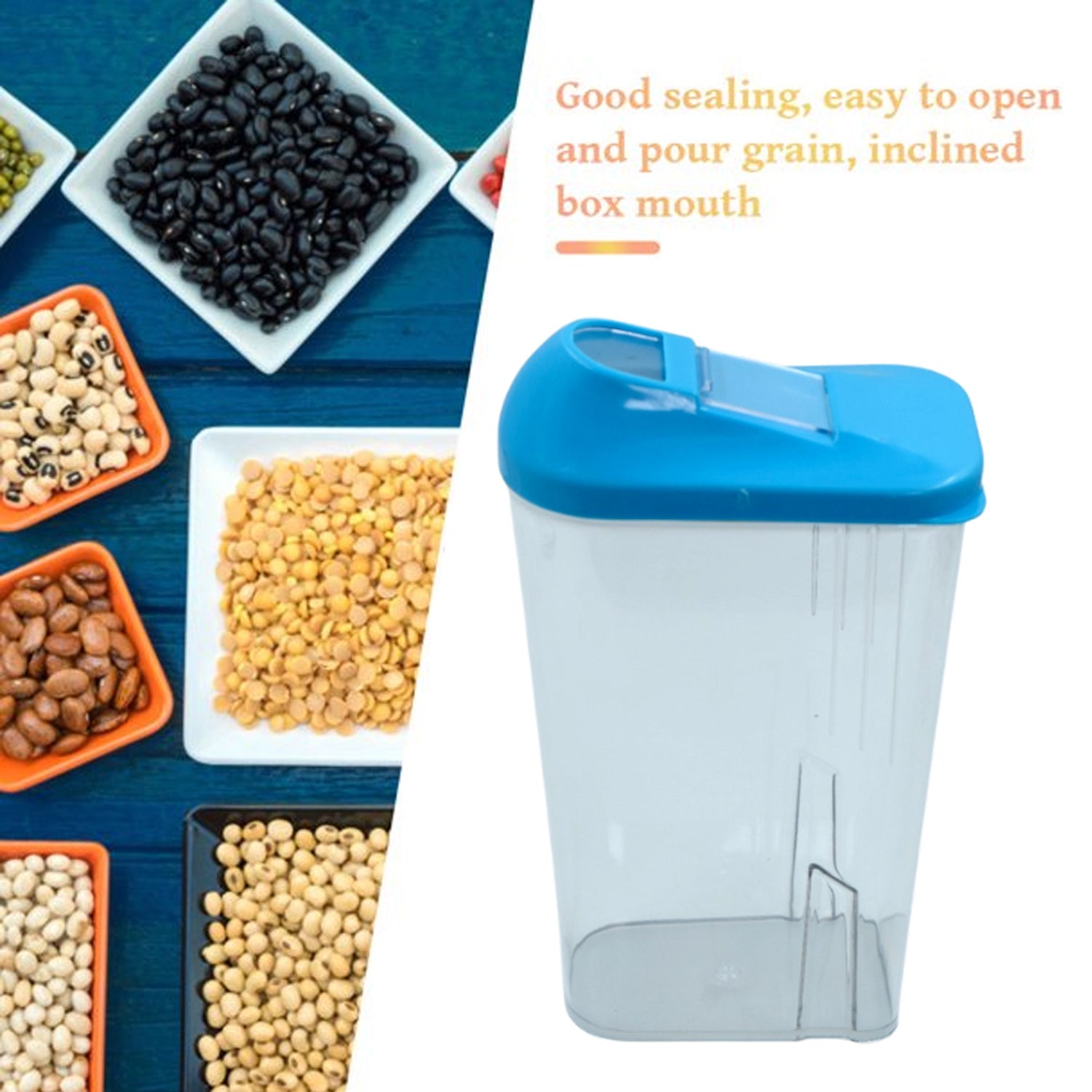 2401 1100ML Plastic Grocery Transparent Cereal Dispenser Easy Flow Kitchen Container Set - Storage Box Idle for Cereal, Spices, Pulse, dry fruits, snacks Container DeoDap