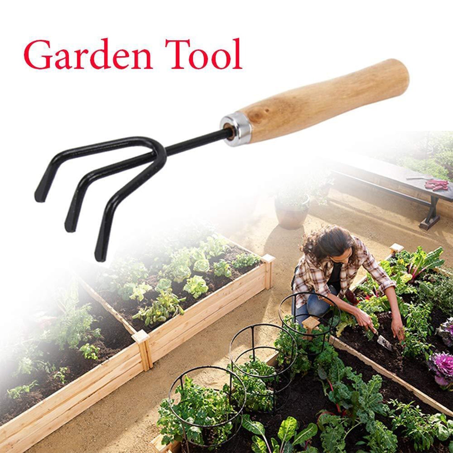 0542A 3pc Small Gardening Tools for Home Garden (Hand Cultivator, Small Trowel, Garden Fork) DeoDap