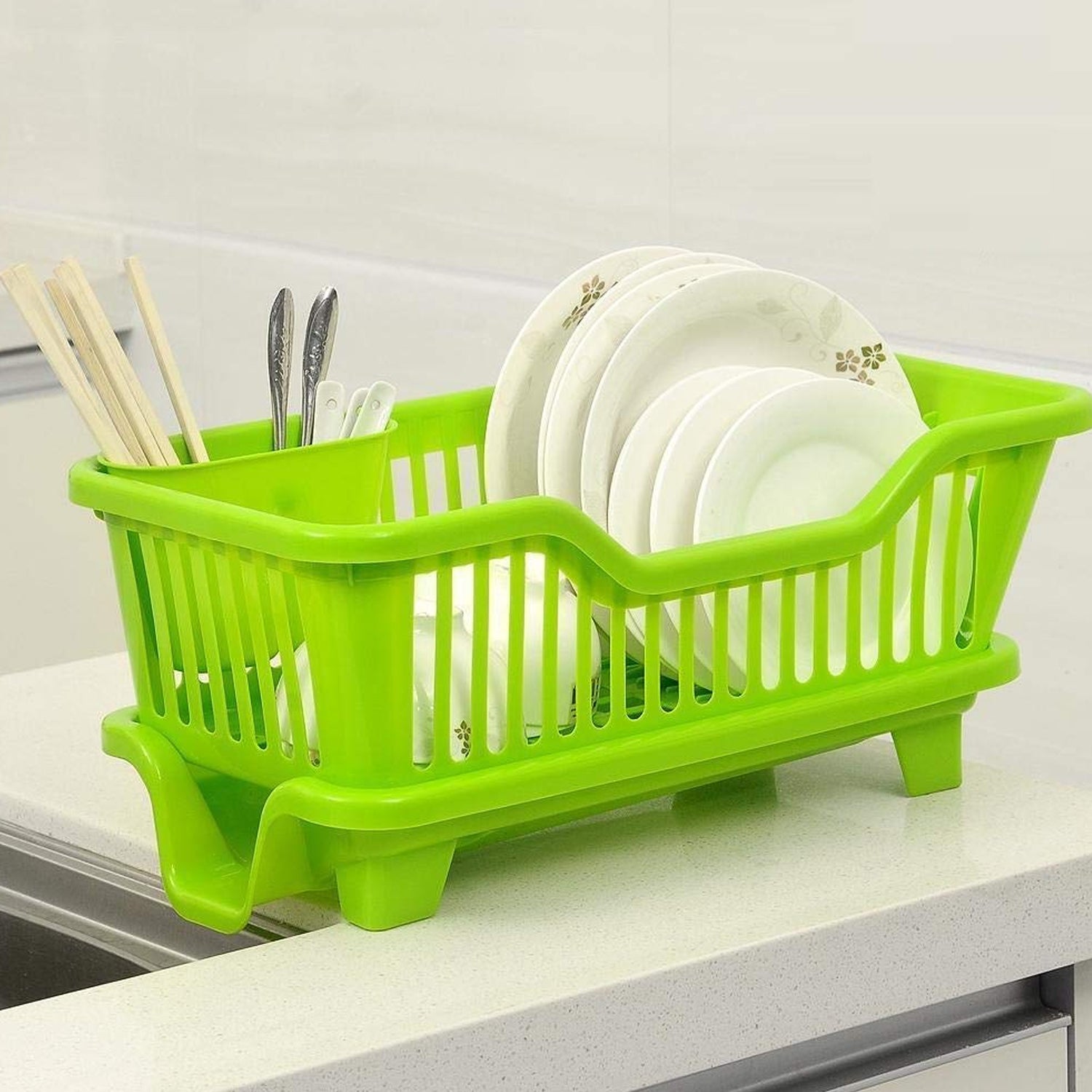 0607A Unbreakable Plastic 3 in 1 Kitchen Sink Dish Drainer Drying Rack DeoDap
