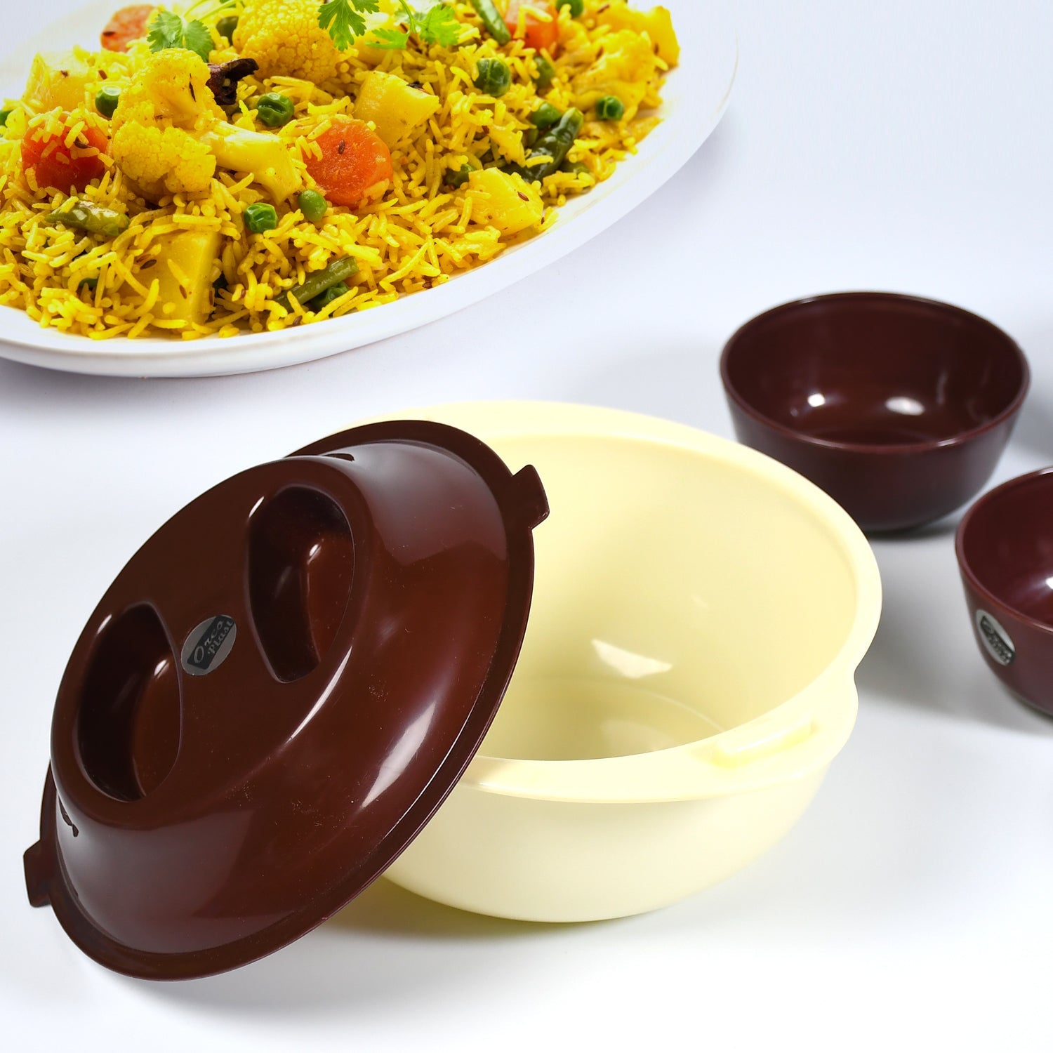 0068 Pudding Set  1 Casserole & 6 Bowl Set plastic For All Type Serving Use Set DeoDap
