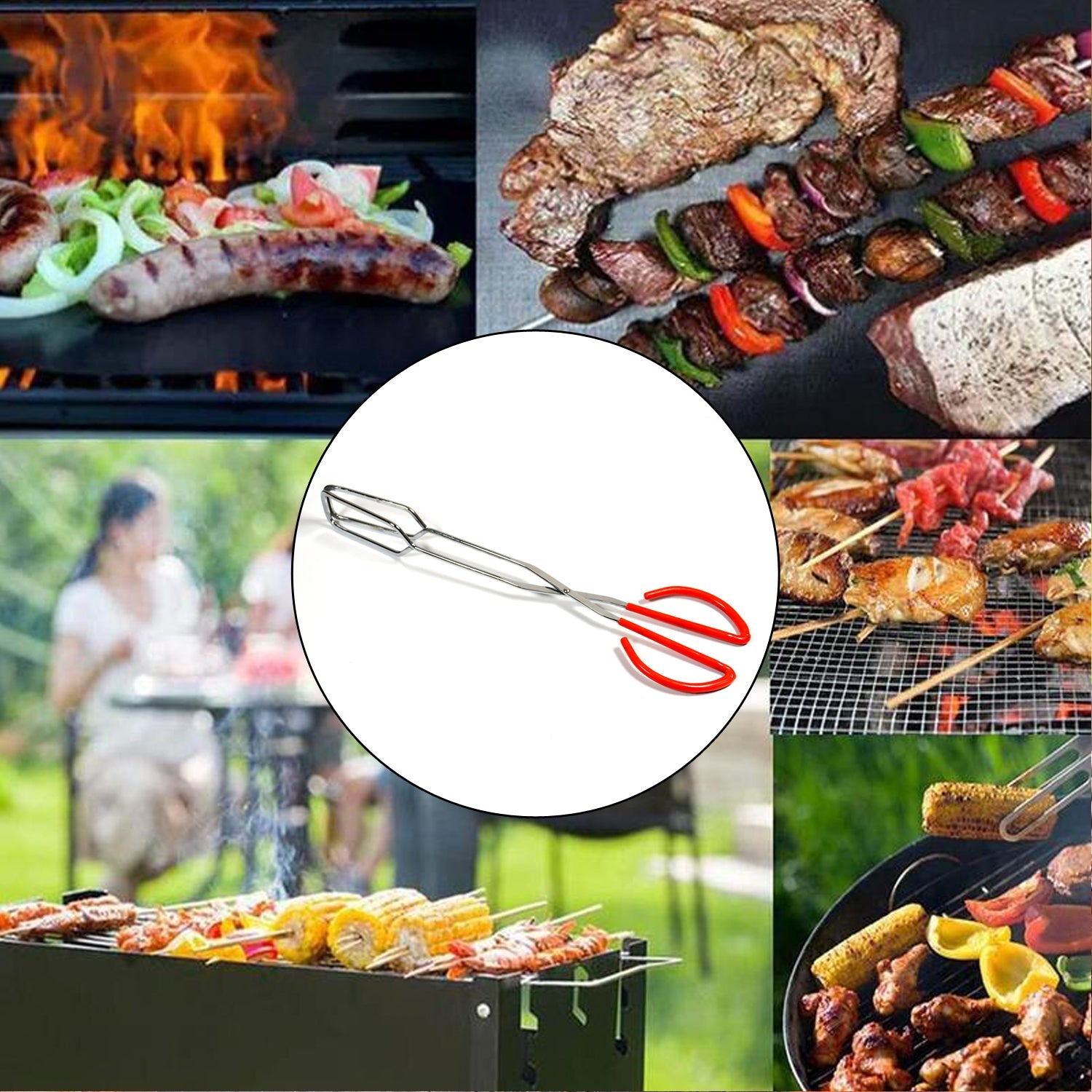 2984 Kitchen Baking BBQ Heat Resistant Cooking Food Clip with Silicone Tips Tong 1pc. DeoDap