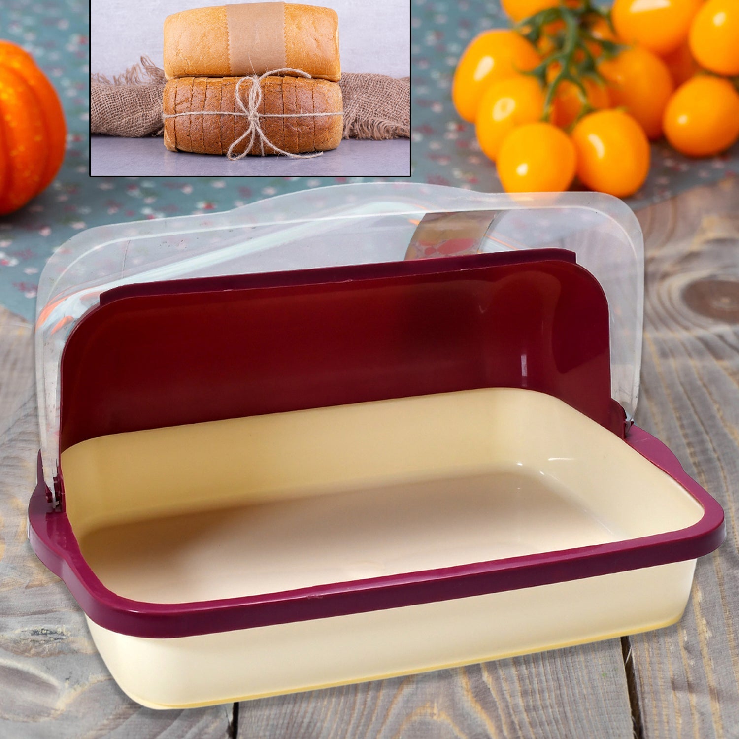 5200 Big Bread Box with Moving Lid | Semi Transparent | Food Grade BPA Free | Freezer Microwave Oven Dishwasher Safe | Breads Sandwich cakes DeoDap