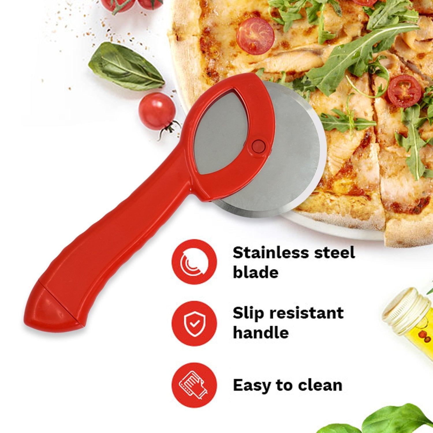 0898 Pizza Handled Cutter Used for Cutting Pizza Into Types Of Pieces Easily. freeshipping - DeoDap