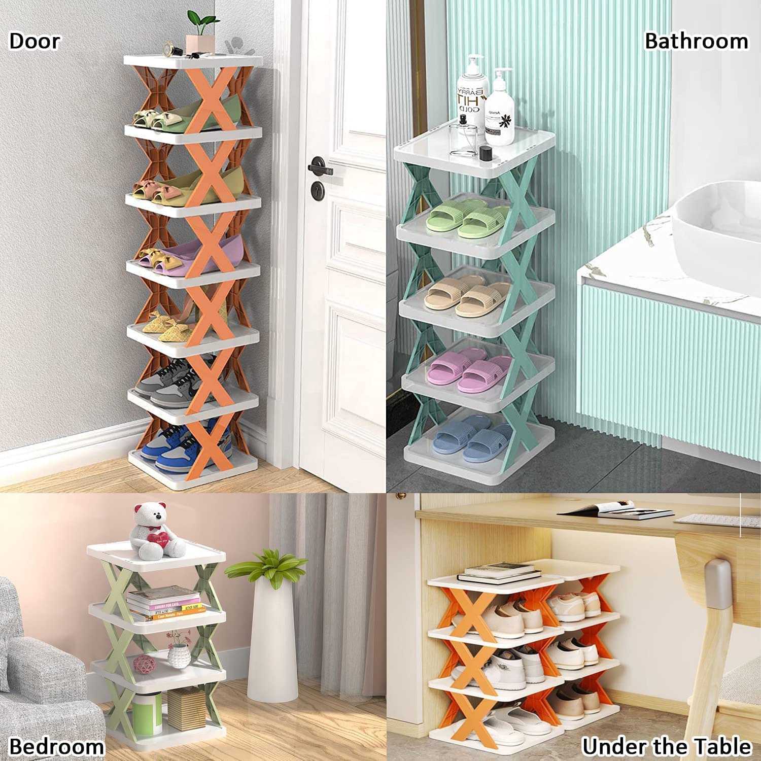 9097 Smart Shoe Rack with 6 Layer Shoes Stand Multifunctional Entryway Foldable & Collapsible Door Shoe Rack Free Standing Heavy Duty Plastic Shoe Shelf Storage Organizer Narrow Footwear Home DeoDap
