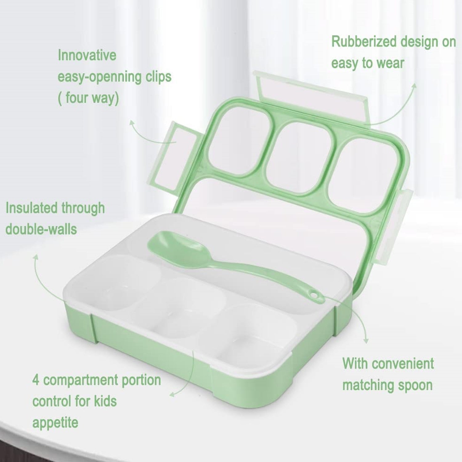 5212 Lunch Box 4 Compartment With Leak Proof Lunch Box For School & Office Use DeoDap