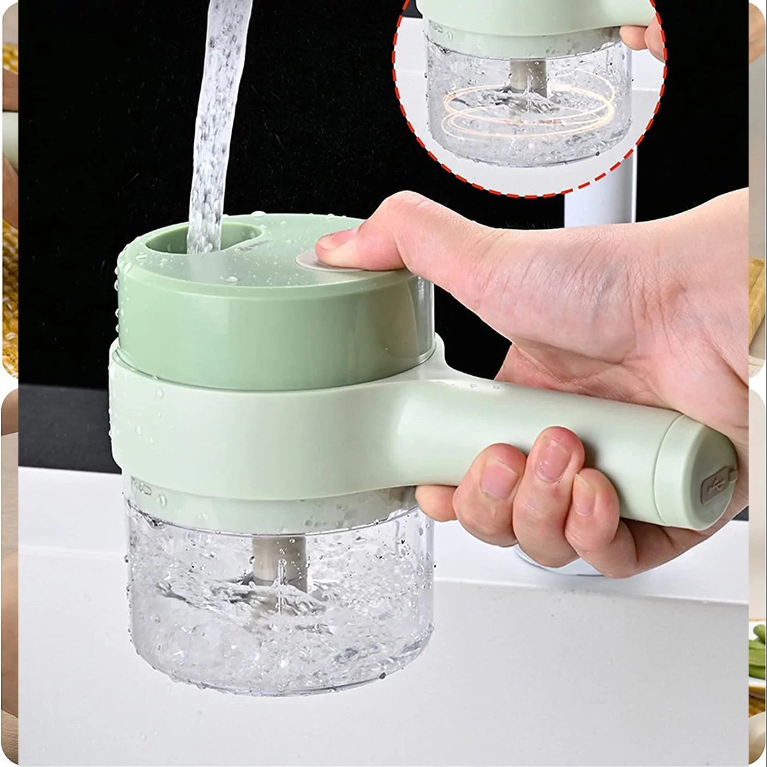 0142A  4 IN 1 ELECTRIC HANDHELD COOKING HAMMER VEGETABLE CUTTER SET ELECTRIC FOOD CHOPPER MULTIFUNCTION VEGETABLE FRUIT SLICER 