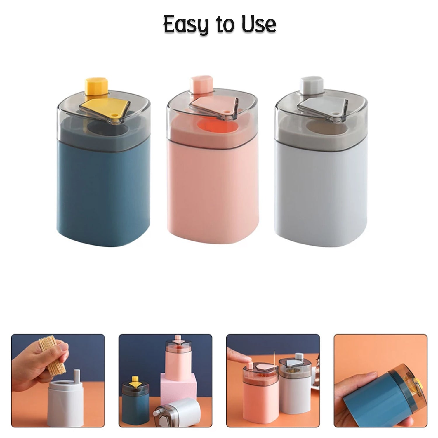 4005L Toothpick Holder Dispenser, Pop-Up Automatic Toothpick Dispenser for Kitchen Restaurant Thickening Toothpicks Container Pocket Novelty, Safe Container Toothpick Storage Box.