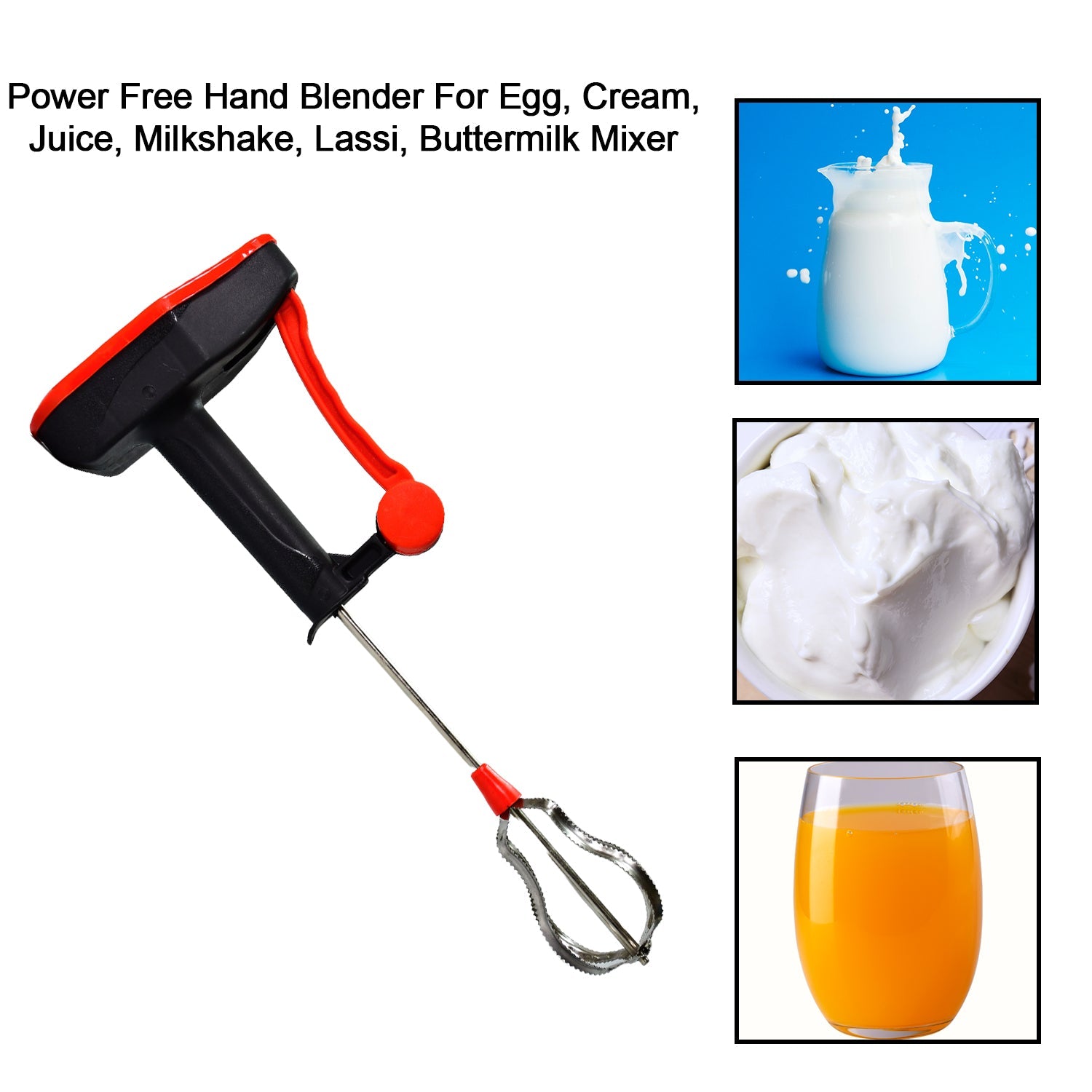 5249 Stainless Steel Power Free Mixer Maker Hand Blender for Cream Beater, Milk Shake, Lassi, Butter Milk etc. DeoDap