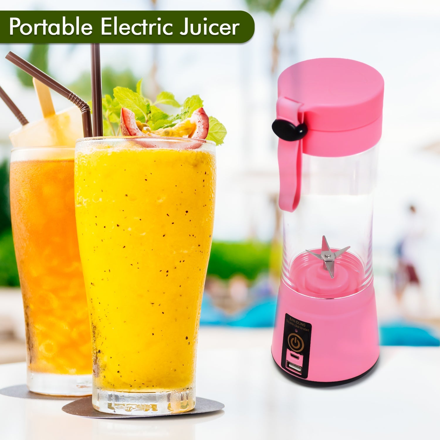 0121 Portable 6 Blade Juicer Cup USB Rechargeable Vegetables Fruit Juice Maker Juice Extractor Blender Mixer With Power Bank DeoDap