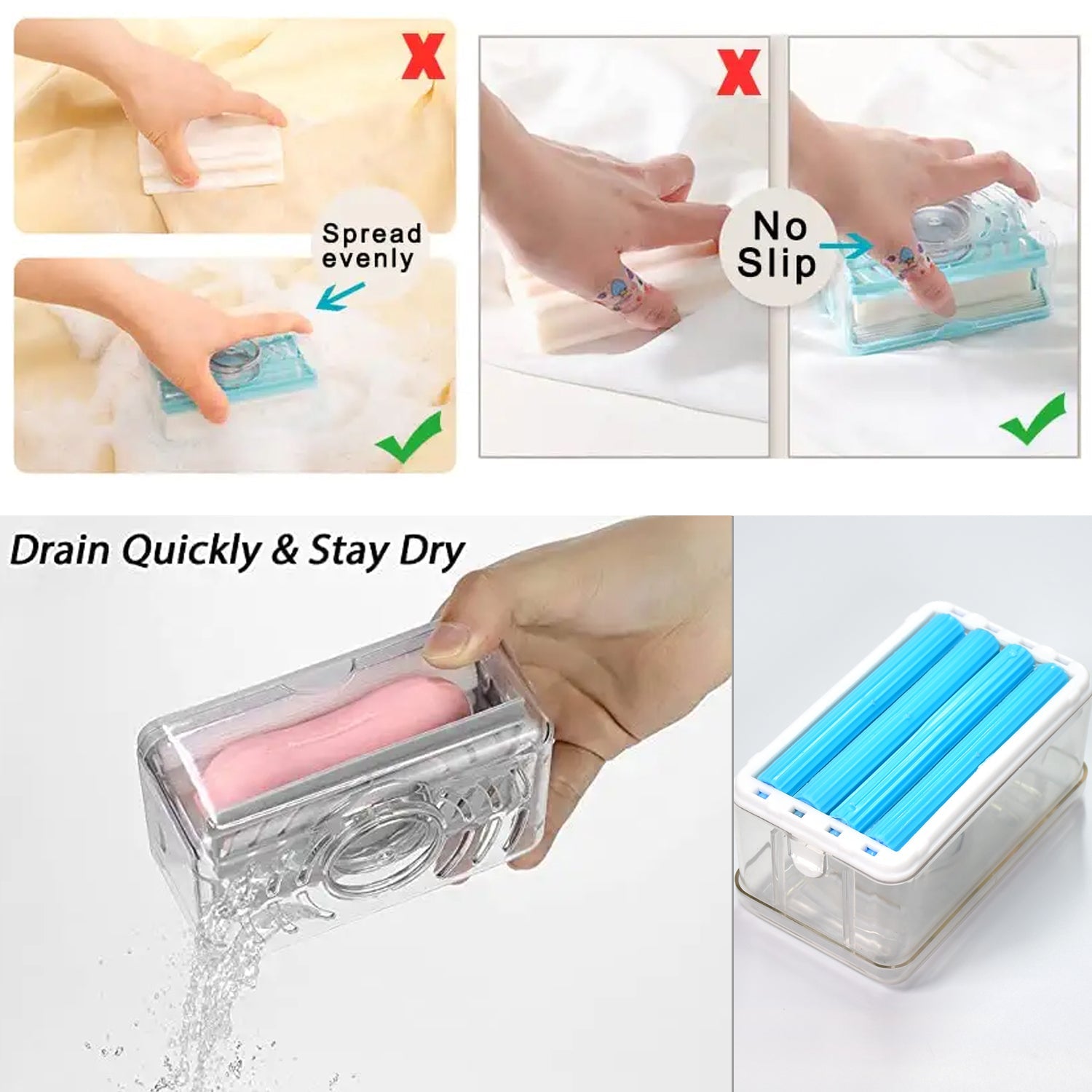 6296 2-in-1 Portable Soap Dish & Soap Dispenser with Roller and Drain Holes, Multifunctional Soap Holder Foaming Soap Bar Box for Home, Kitchen, Bathroom DeoDap