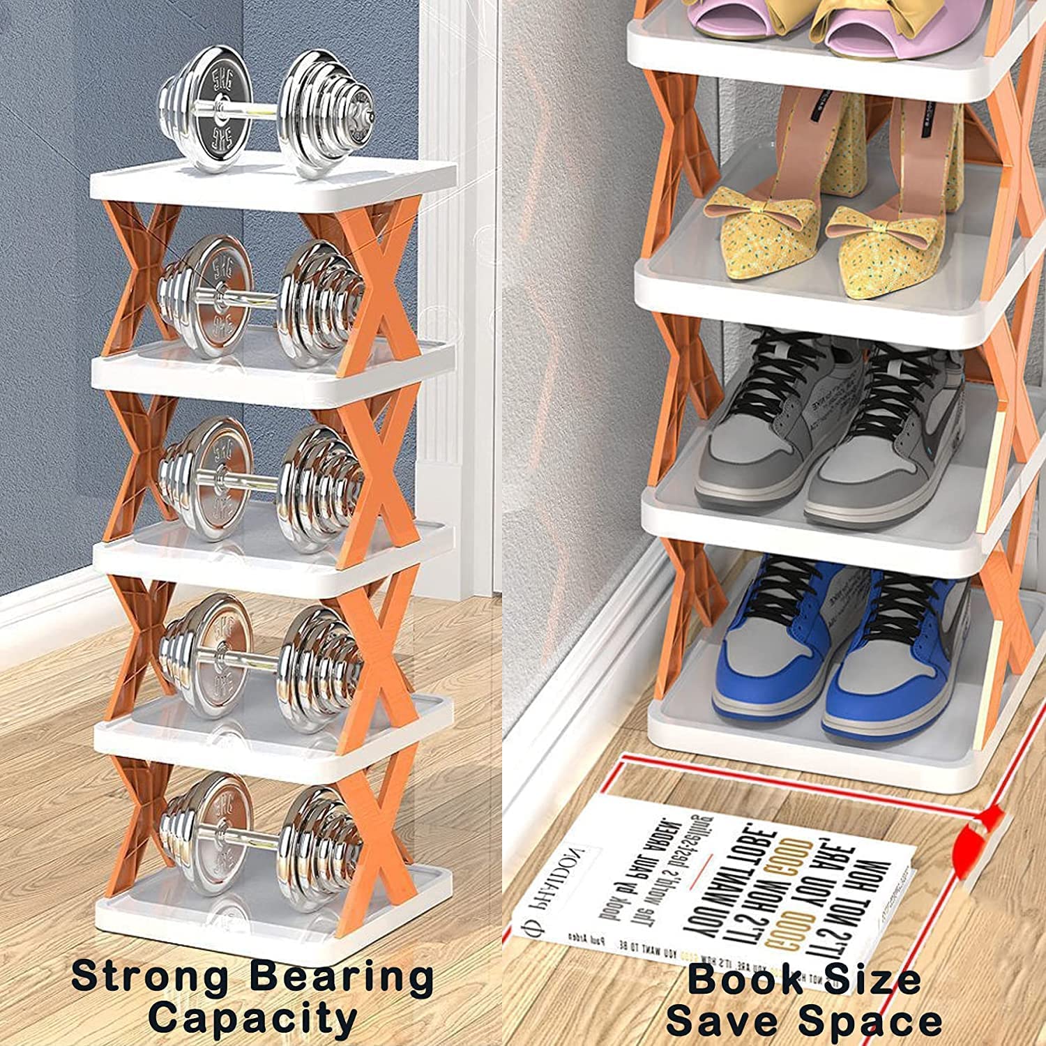 9097 Smart Shoe Rack with 6 Layer Shoes Stand Multifunctional Entryway Foldable & Collapsible Door Shoe Rack Free Standing Heavy Duty Plastic Shoe Shelf Storage Organizer Narrow Footwear Home DeoDap