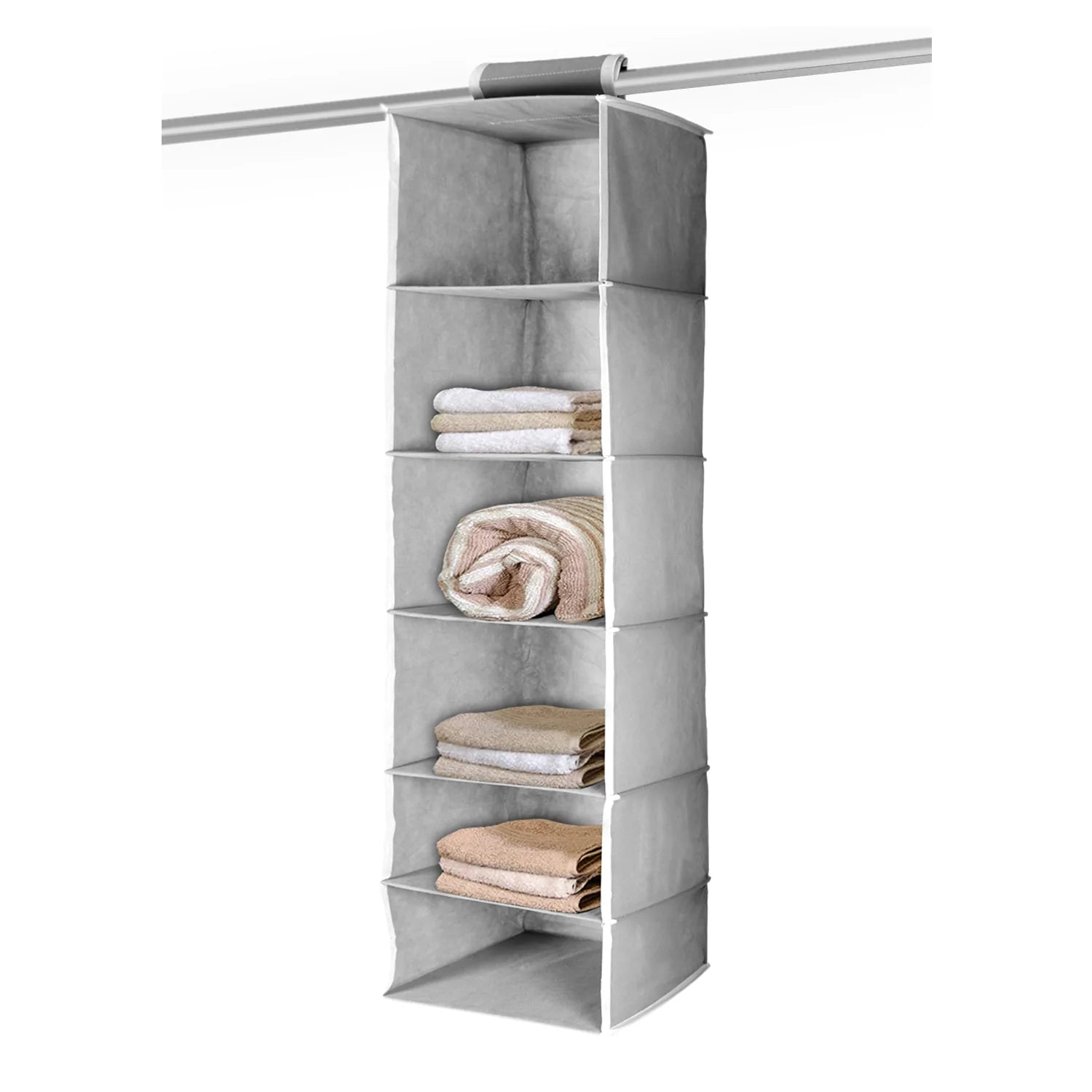 6741 Non-Woven Fabric Cloth 6 Selves Hanging Storage Wardrobe Organizer with PVC Zippered Closure 6 Layers Chain Cloth 