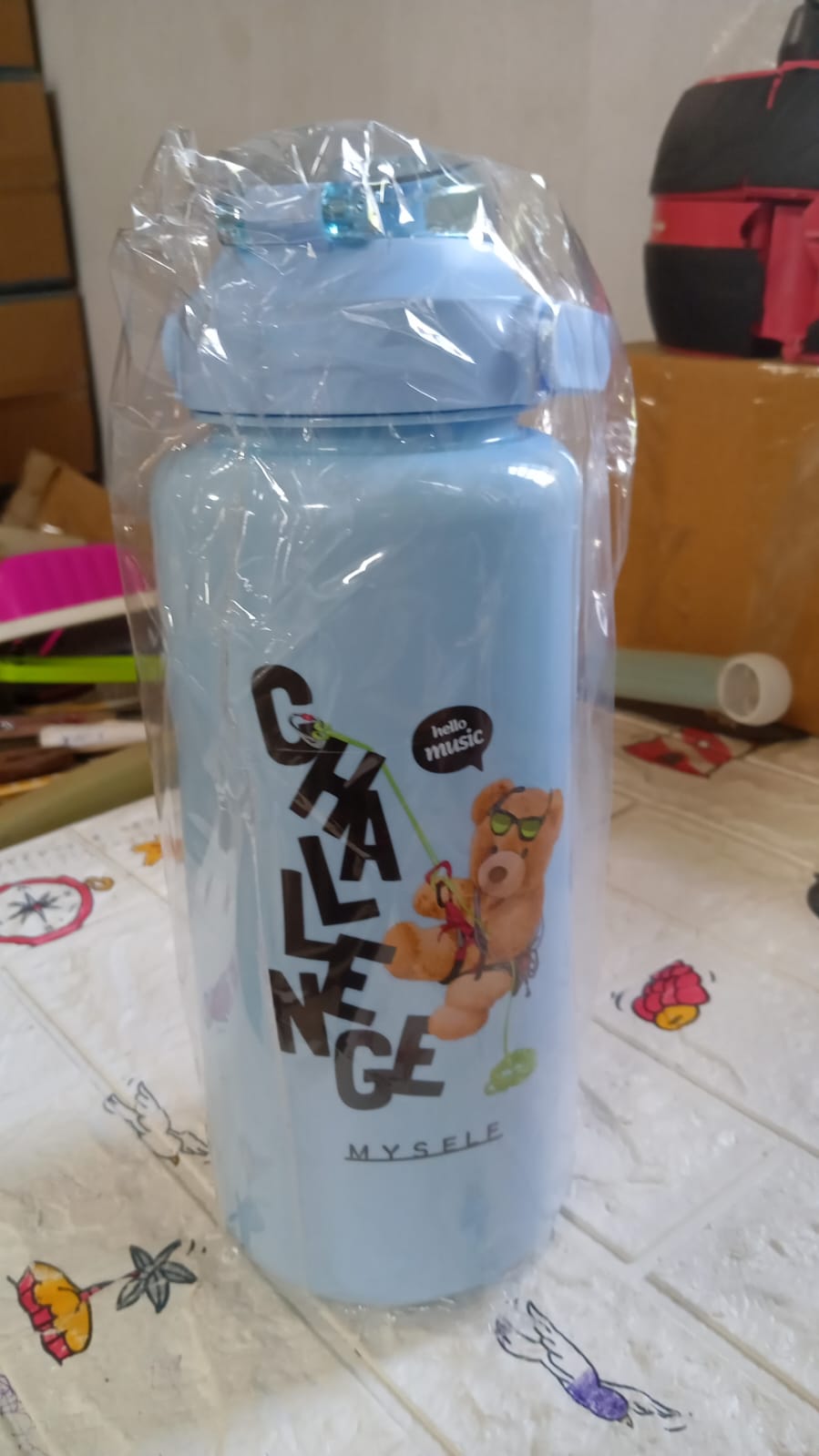 8403 Plastic Water Bottle 3pc Set,3  Different Size Bottle High Quality Water Bottle Plastic Water Bottle BPA-Free & Leak-Proof!  Cartoon Printed Design for Kids' School, For Fridge, Office, Sports, School, Gym, Yoga (3 Pc Set)