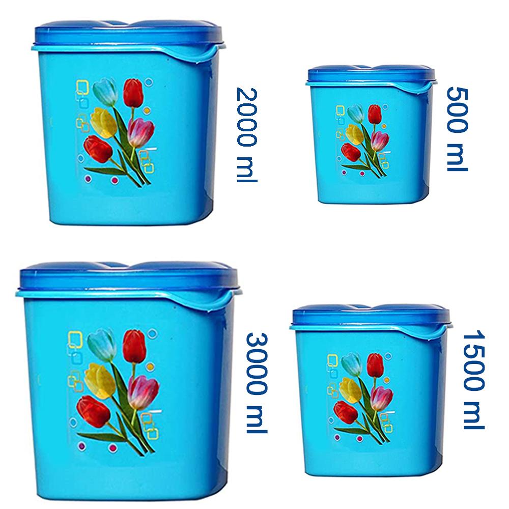 2239 Container Set For Kitchen Storage Airtight & Food Grade Plastic (Pack of 4) (3000ml,2000ml,1500ml,500ml) - SkyShopy