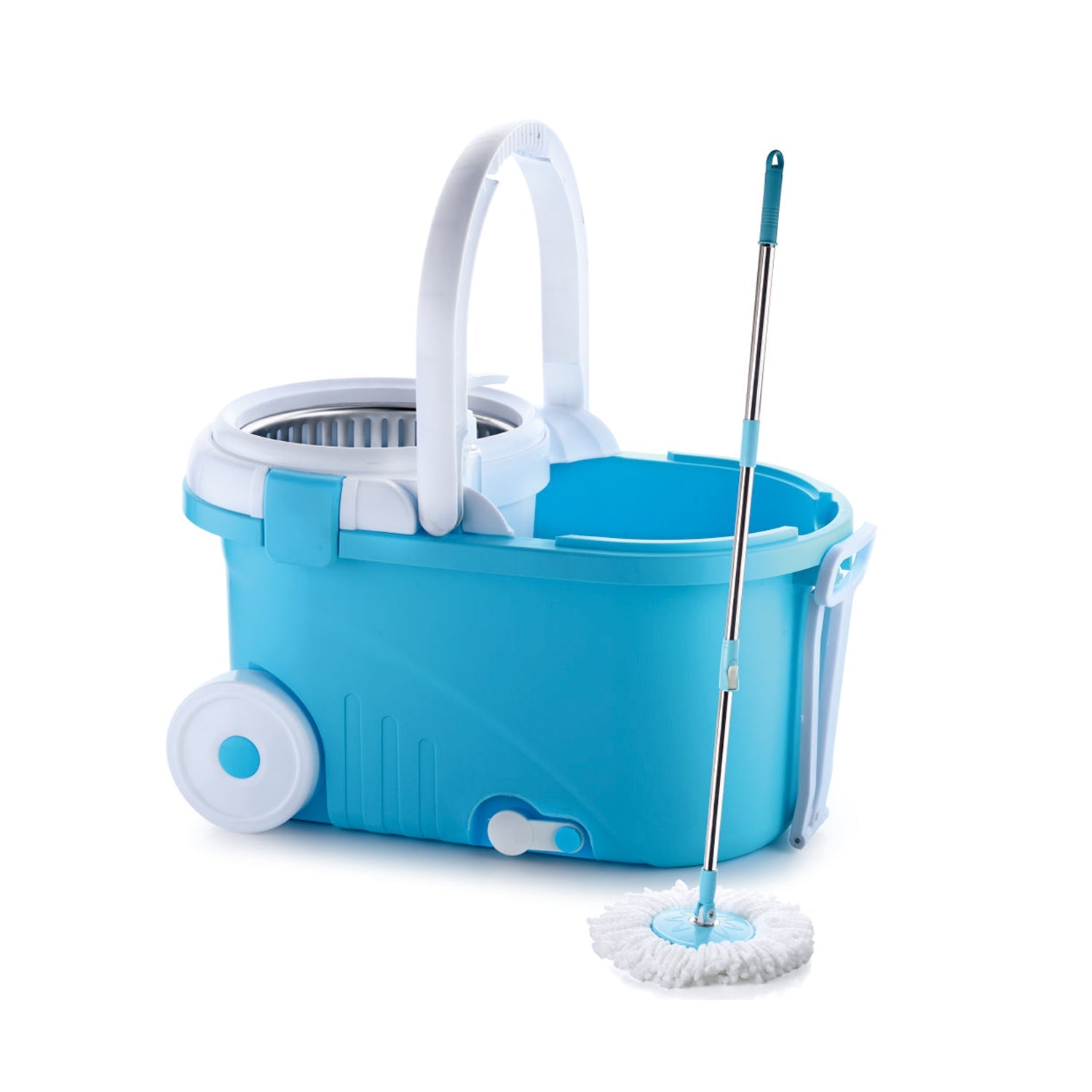 8713 GANESH Prime Plus Steel Spinner Bucket Mop 360 Degree Self Spin Wringing with 2 Absorbers for Home and Office Floor Cleaning Mops Set. DeoDap