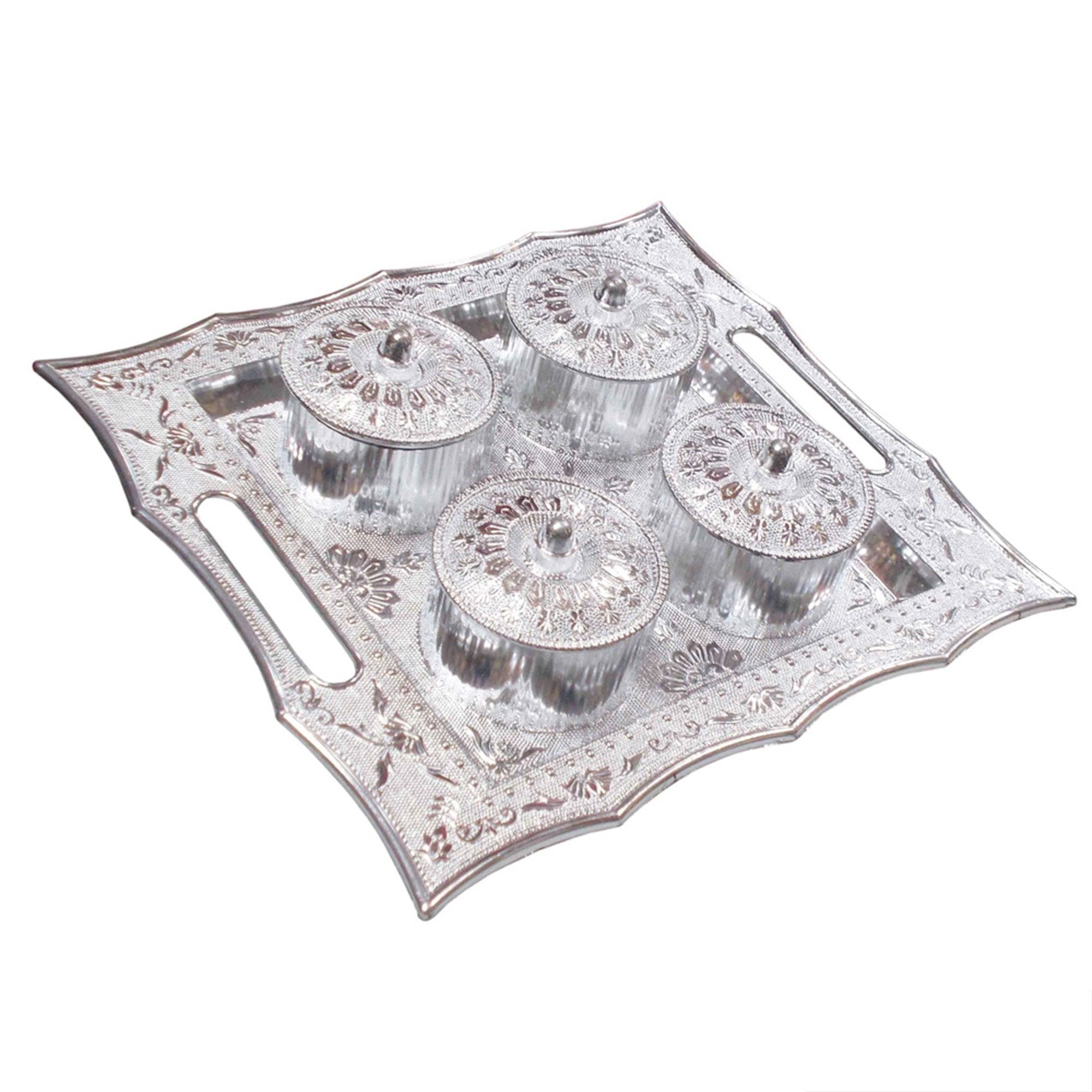 2218 Dry Fruit Air Tight Bowls Tray with Lids 4 Section Snacks Mukhvas Dani - SkyShopy