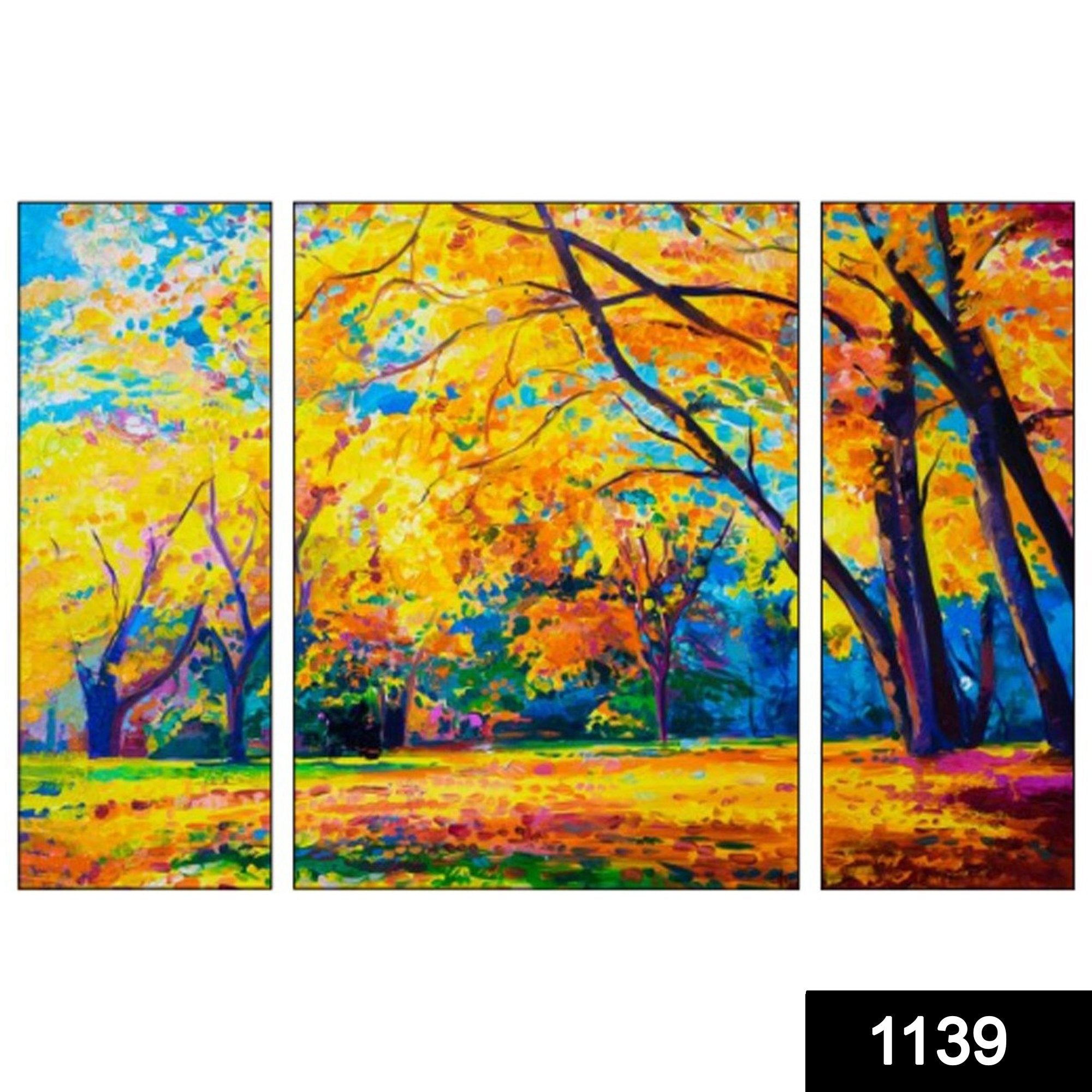 1139 3 Pcs Multicolor Wooden Floral Design For Wall Art - SkyShopy