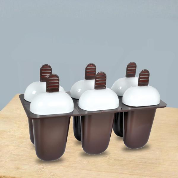 1148 Plastic Ice Candy Maker Kulfi Maker Moulds Set with 6 Cups (Multicolour) - SkyShopy