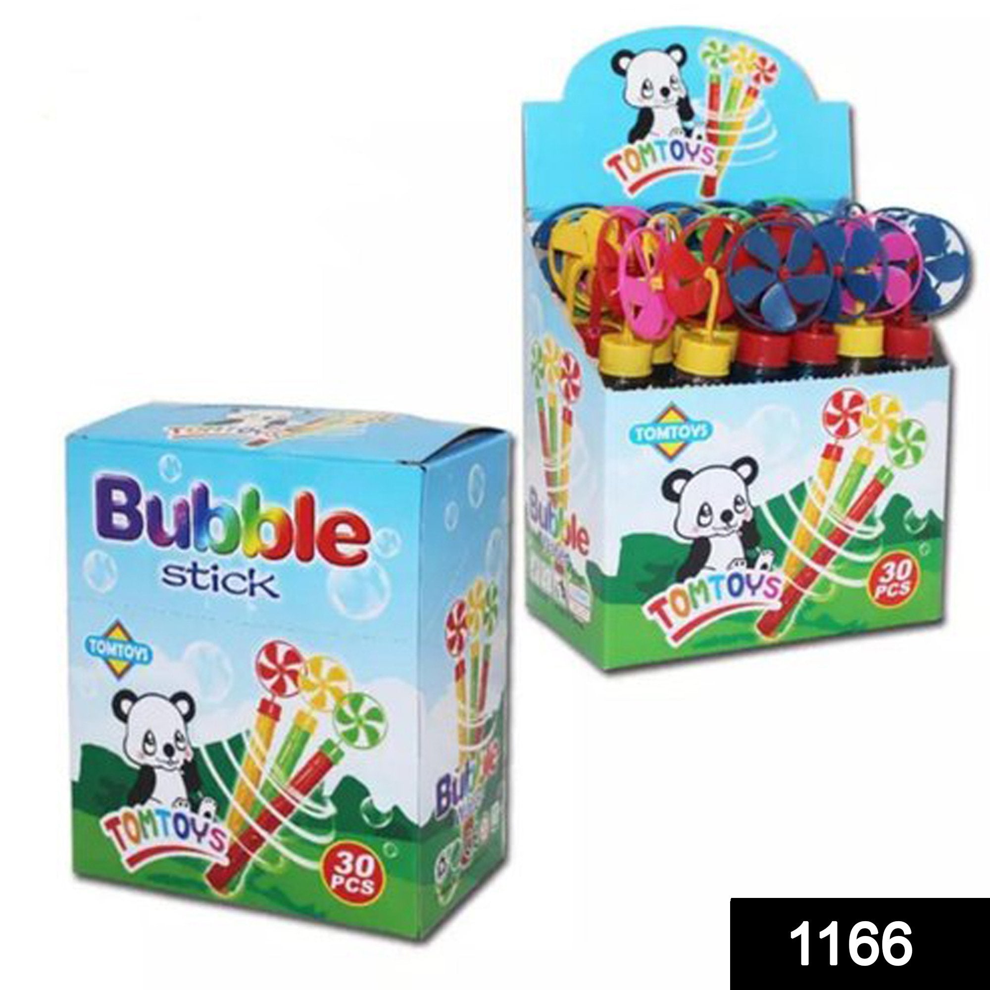 1166  Small Bubble Stick with Windmill Fan Toy (MultiColor) (30pc) - SkyShopy