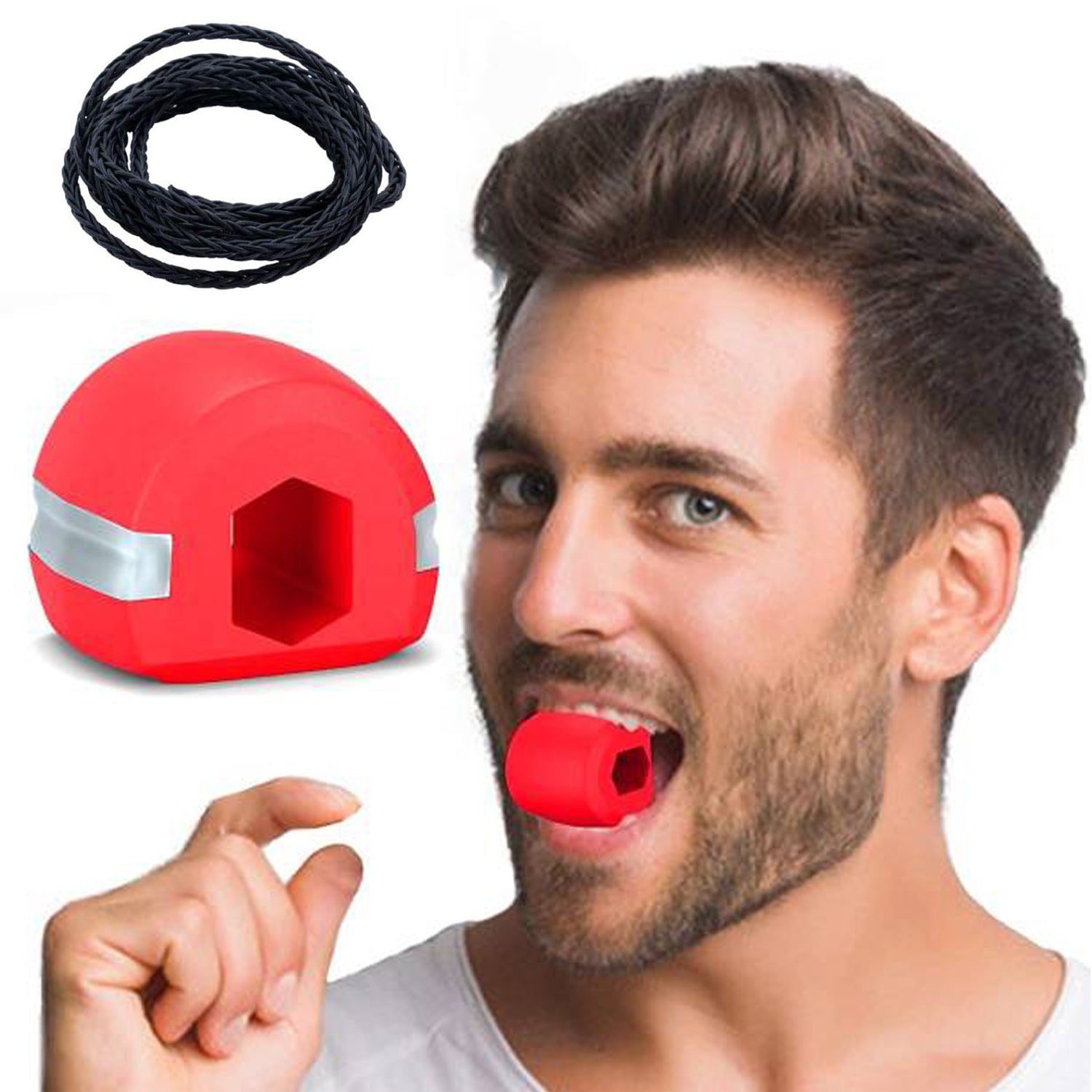 6101V Jawline Exerciser Jaw, Face, and Neck Exerciser, Slim and Tone Your Face, Jaw Exerciser For Men & Women, Neck Toning, Facial Exerciser (Red color) freeshipping - DeoDap