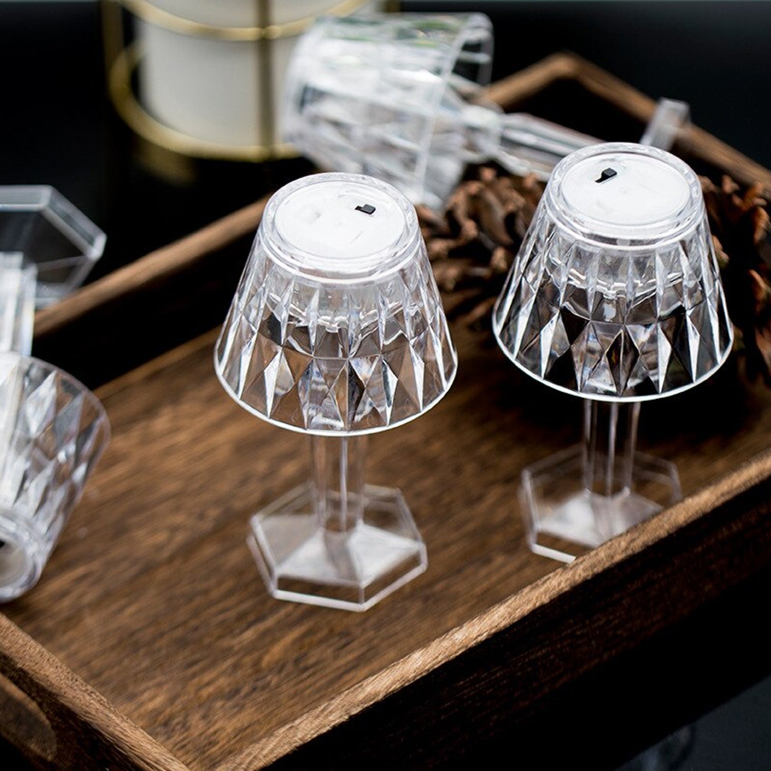 6610 2in1 Transparent Mini Crystal Table Lamp with Reflection Light (Moq :- 12Pcs) DeoDap