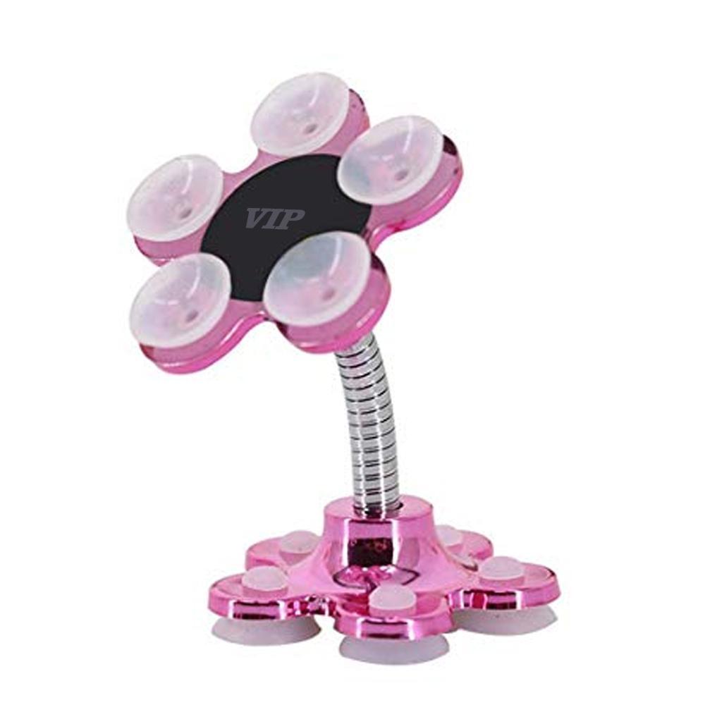 0637 -360 Rotatable Flower Shape Cellphone Holder Car & Mount Sucker Stand (Multicolored) - SkyShopy