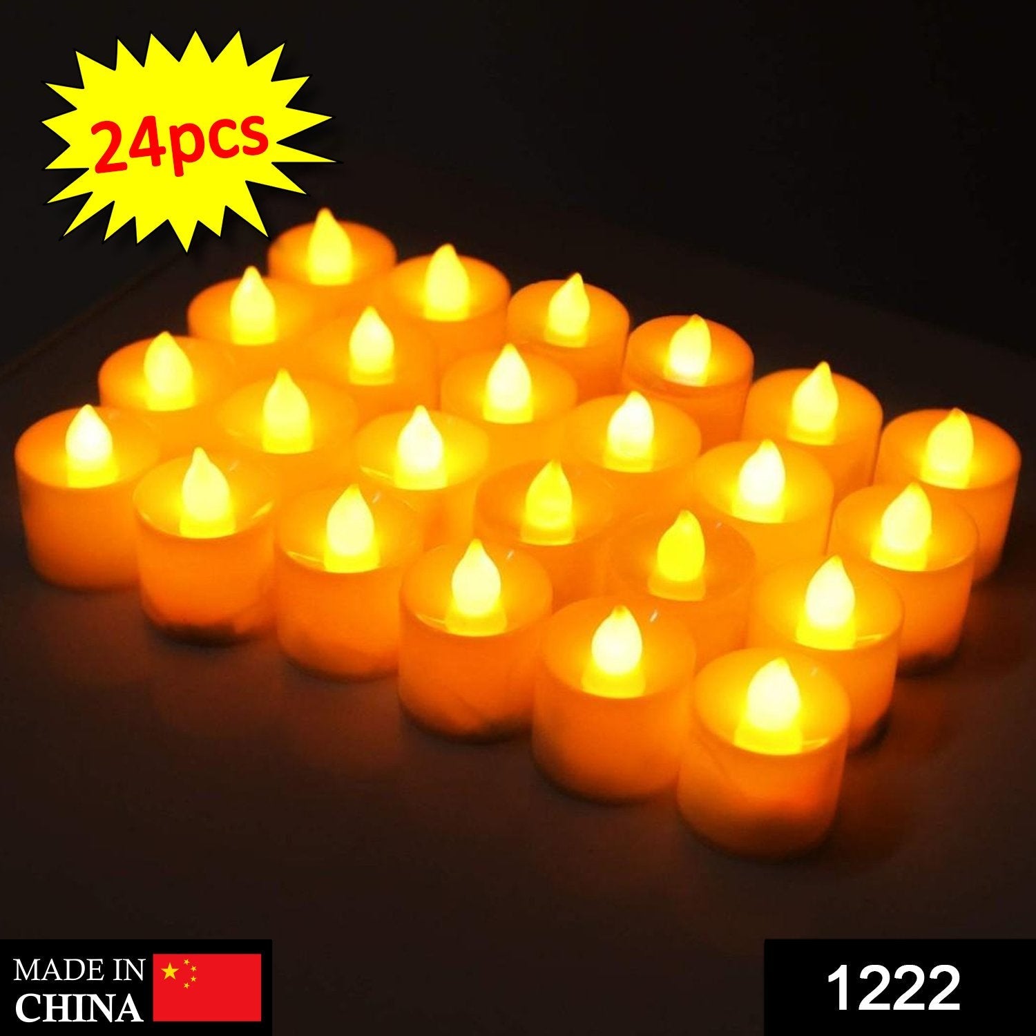 1222  Festival Decorative - LED Yellow Tealight Candles (White, 24 Pcs) DeoDap