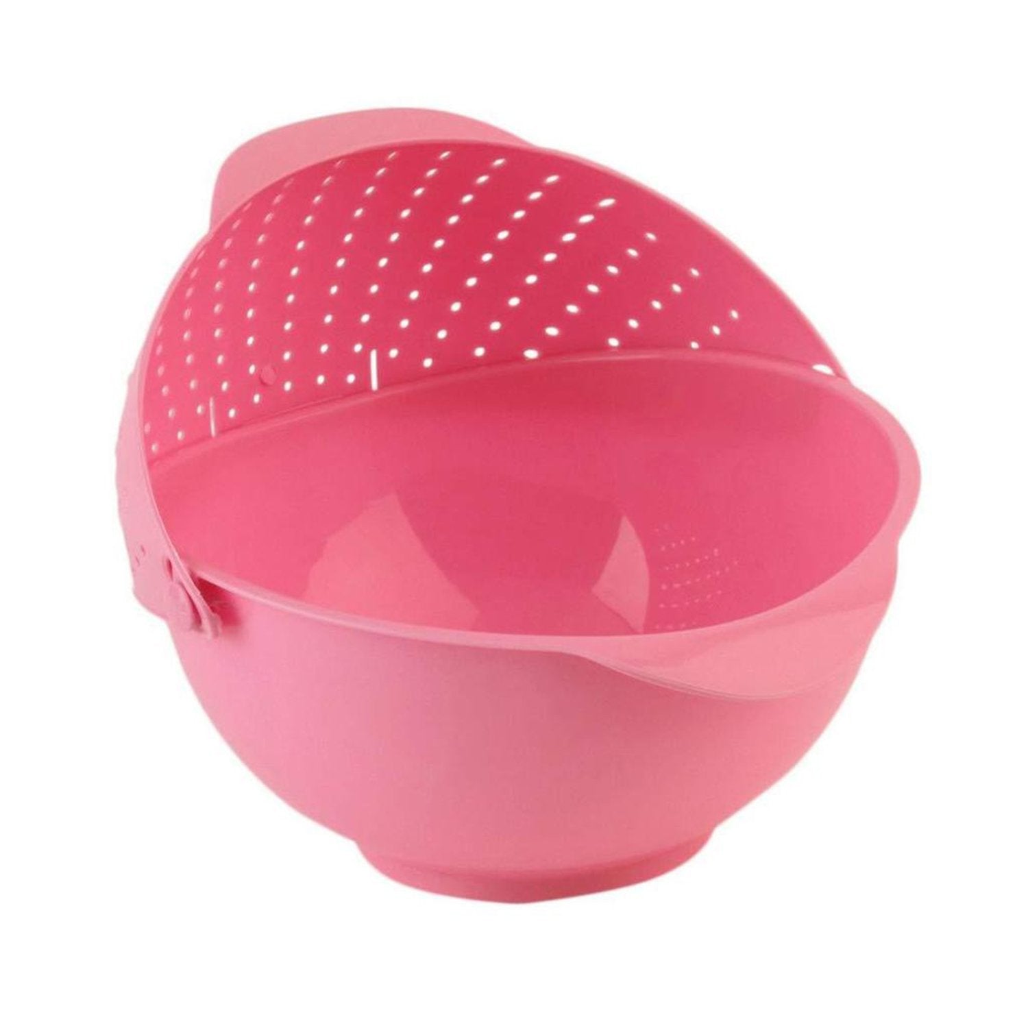 2145 Plastic Revolving Multi Functional Rice, Vegetable Fruit Wash Basket Bowl (Multi Colour) - SkyShopy