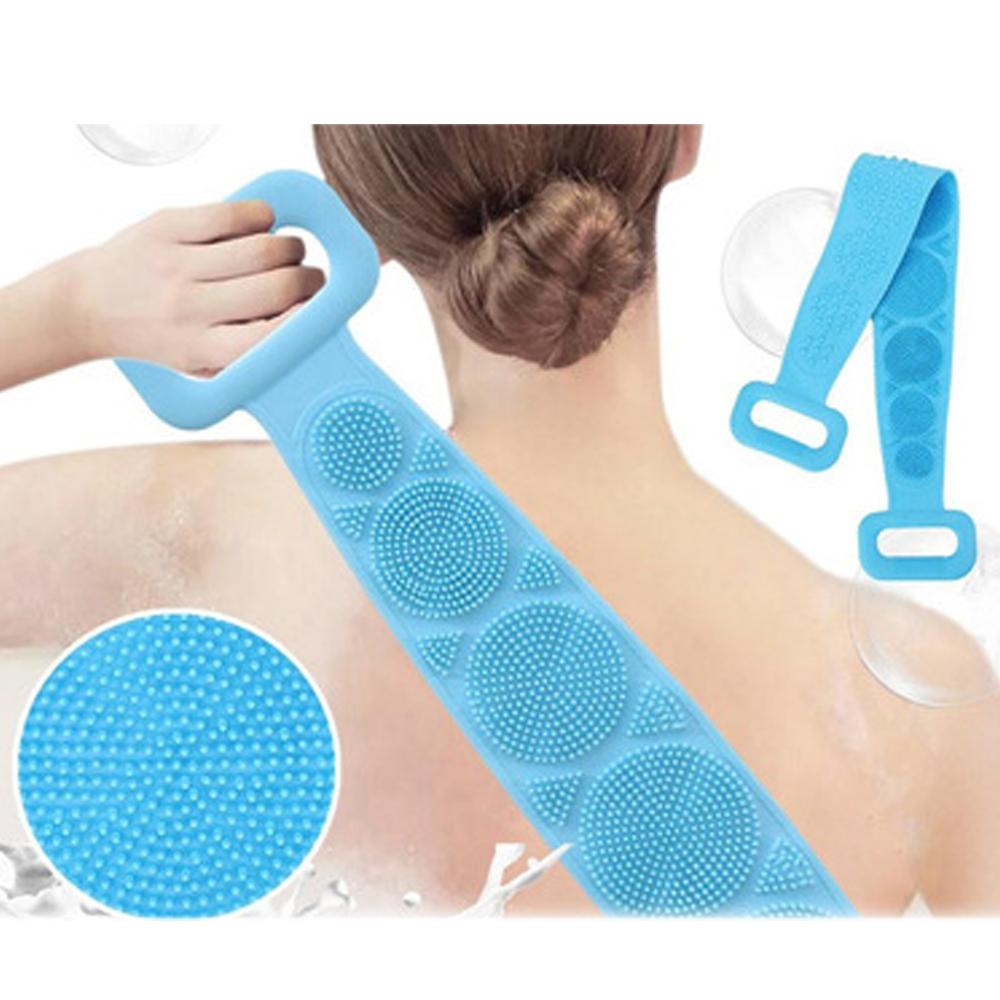 1302 Silicone Body Back Scrubber Double Side Bathing Brush for Skin Deep Cleaning - SkyShopy