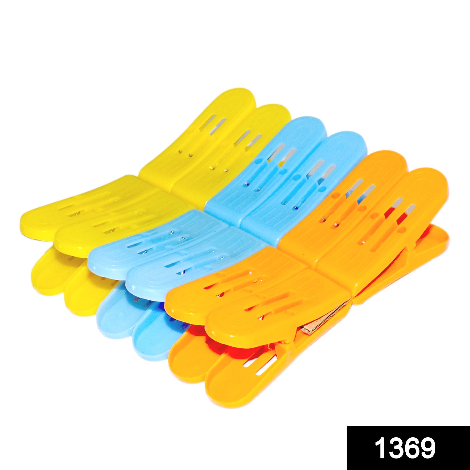 1369 Plastic Cloth Double Pin Clips for cloth Dying cloth (multicolour) (Pack of 12) - SkyShopy