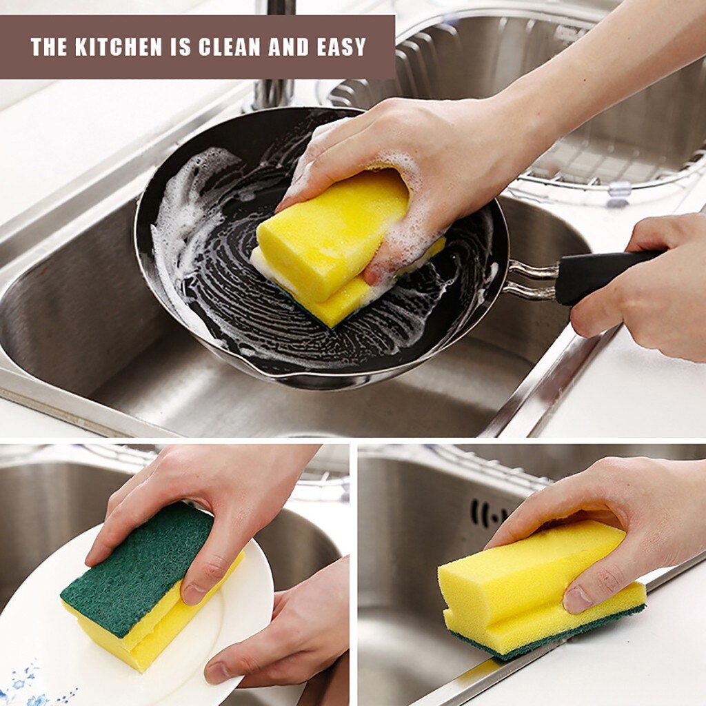 1429 Scrub Sponge 2 in 1 PAD for Kitchen, Sink, Bathroom Cleaning Scrubber (6 pc) - SkyShopy