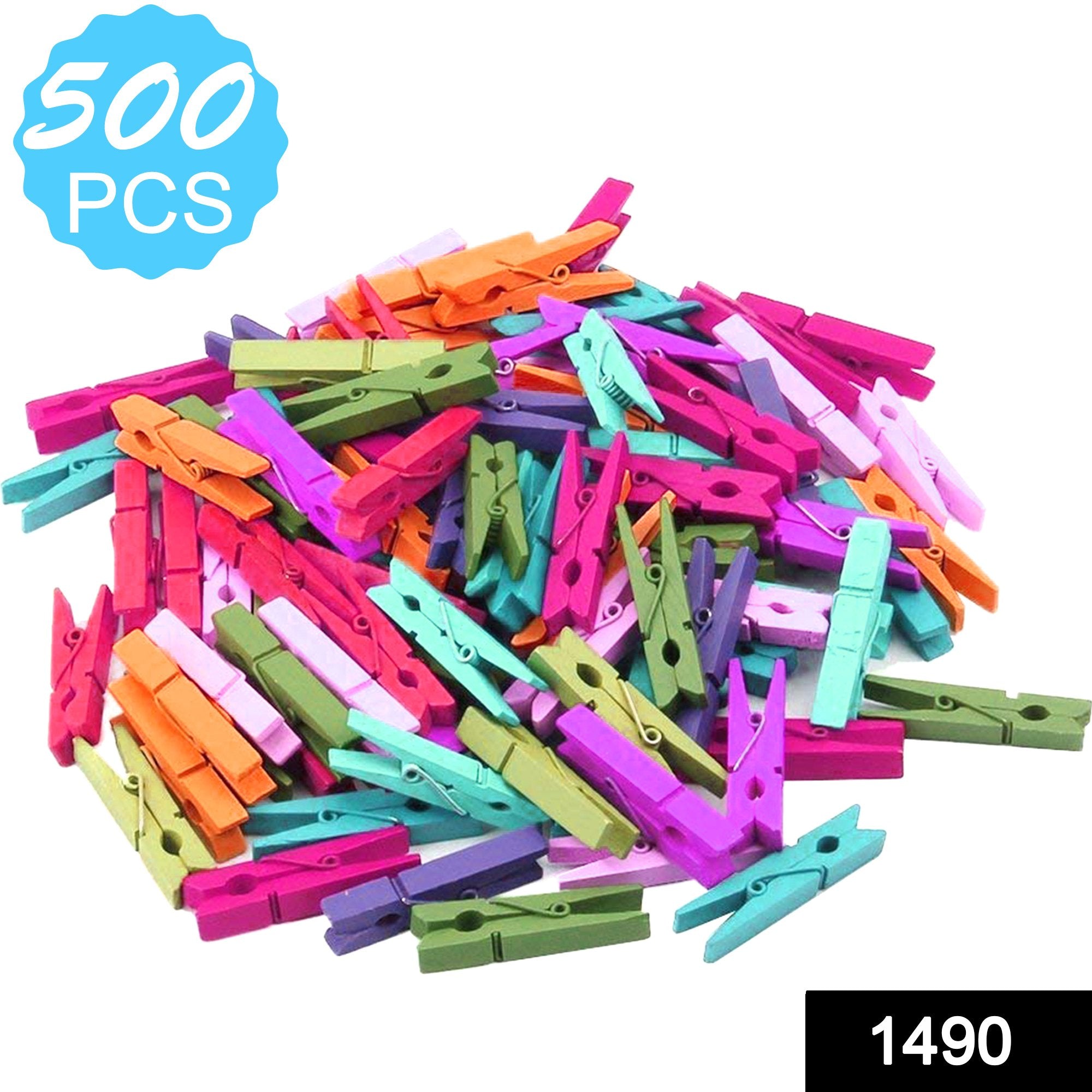 1490 Multipurpose Wooden Clips /Cloth Pegs (Large, 500 Pcs) - SkyShopy