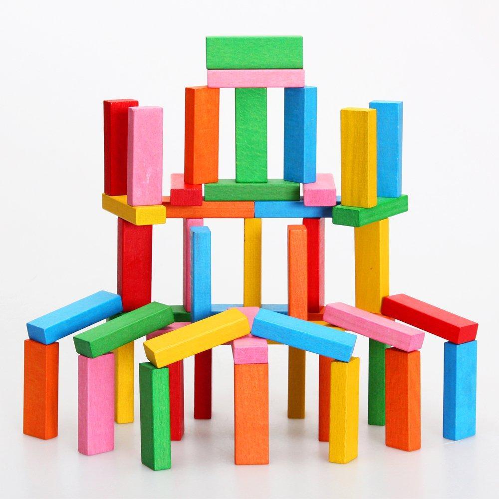3902 Wooden Blocks, Colorful Wooden Tumbling Tower, Stacking and Balancing Block Toys with Dices for Kids & Adults (54 Pcs) - SkyShopy