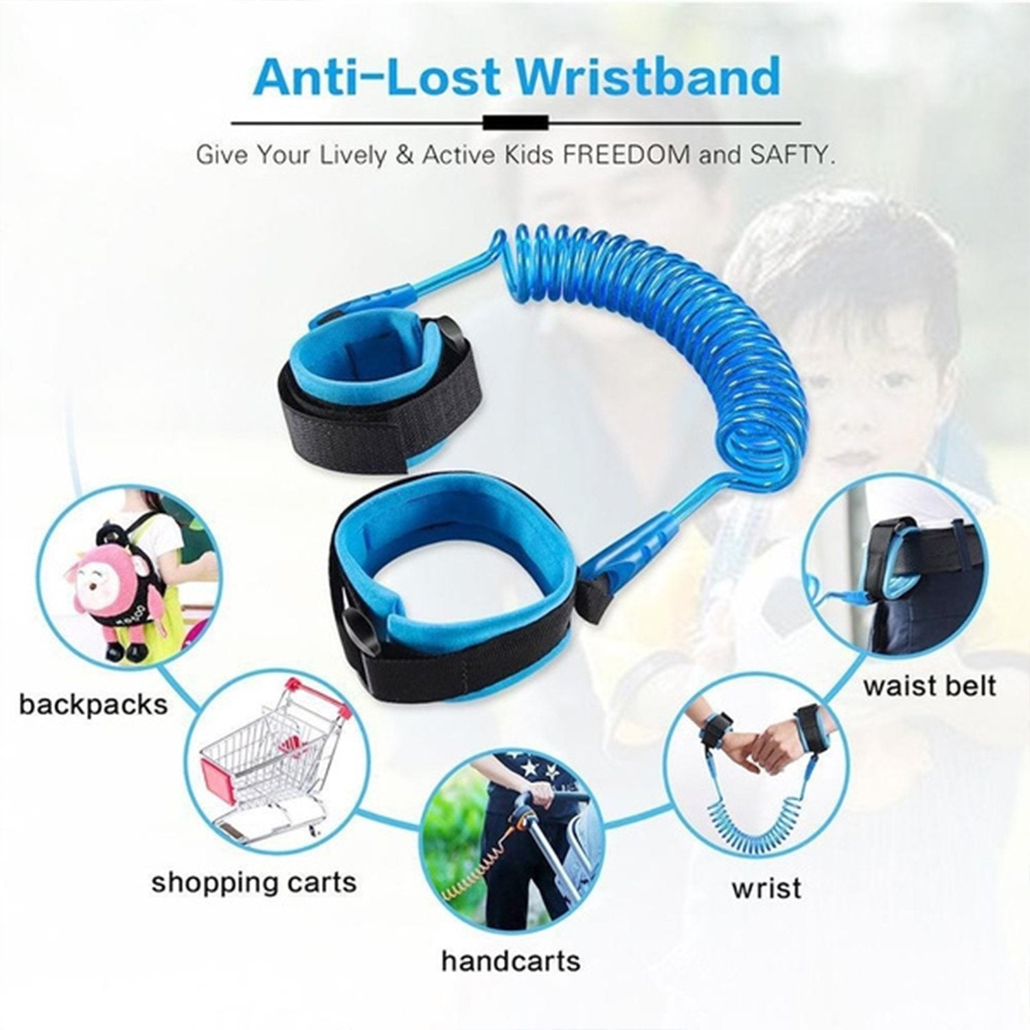 1500 Child Safety Anti Lost Wrist Link Harness Strap Rope