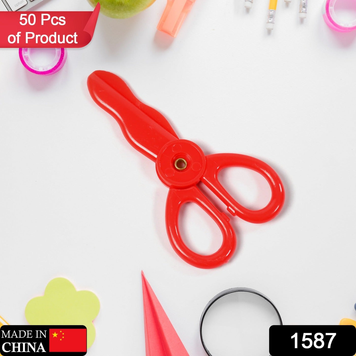1587 Plastic Child-Safe Scissor Set, Toddlers Training Scissors, Pre-School Training Scissors and Children Art Supplies DeoDap