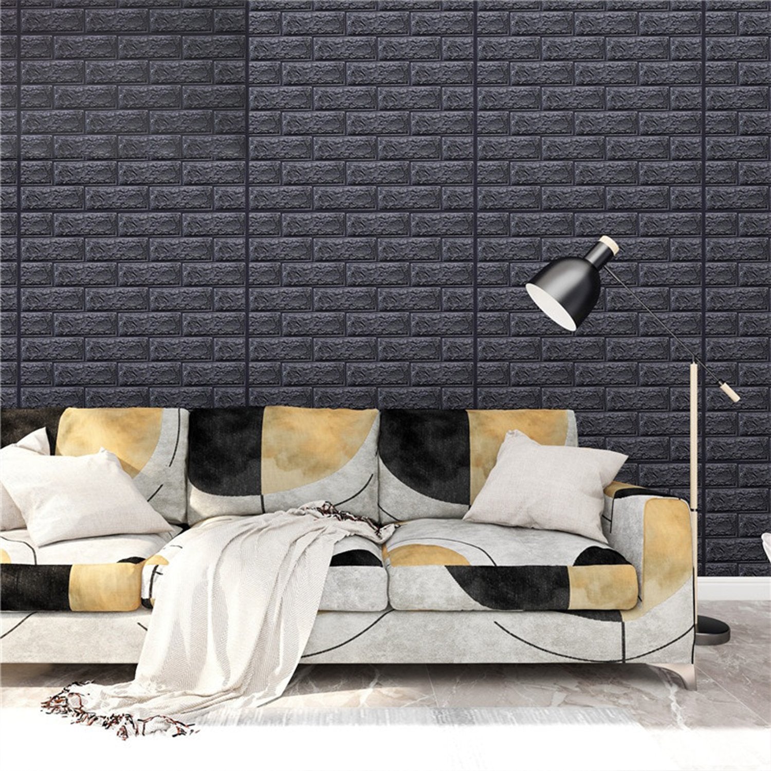 1715 Wall 3D Ceiling Wallpaper Tiles Panel Vinyl Stickers Self-Adhesive for Home (Black) - SkyShopy