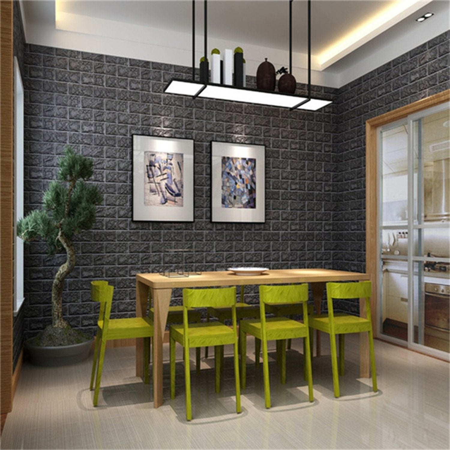 1715 Wall 3D Ceiling Wallpaper Tiles Panel Vinyl Stickers Self-Adhesive for Home (Black) - SkyShopy