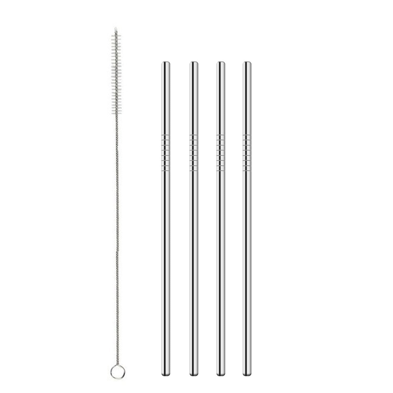 1732 Reusable Stainless Steel Drinking Straws Straight (4 Straight Straws, 1 Brush)